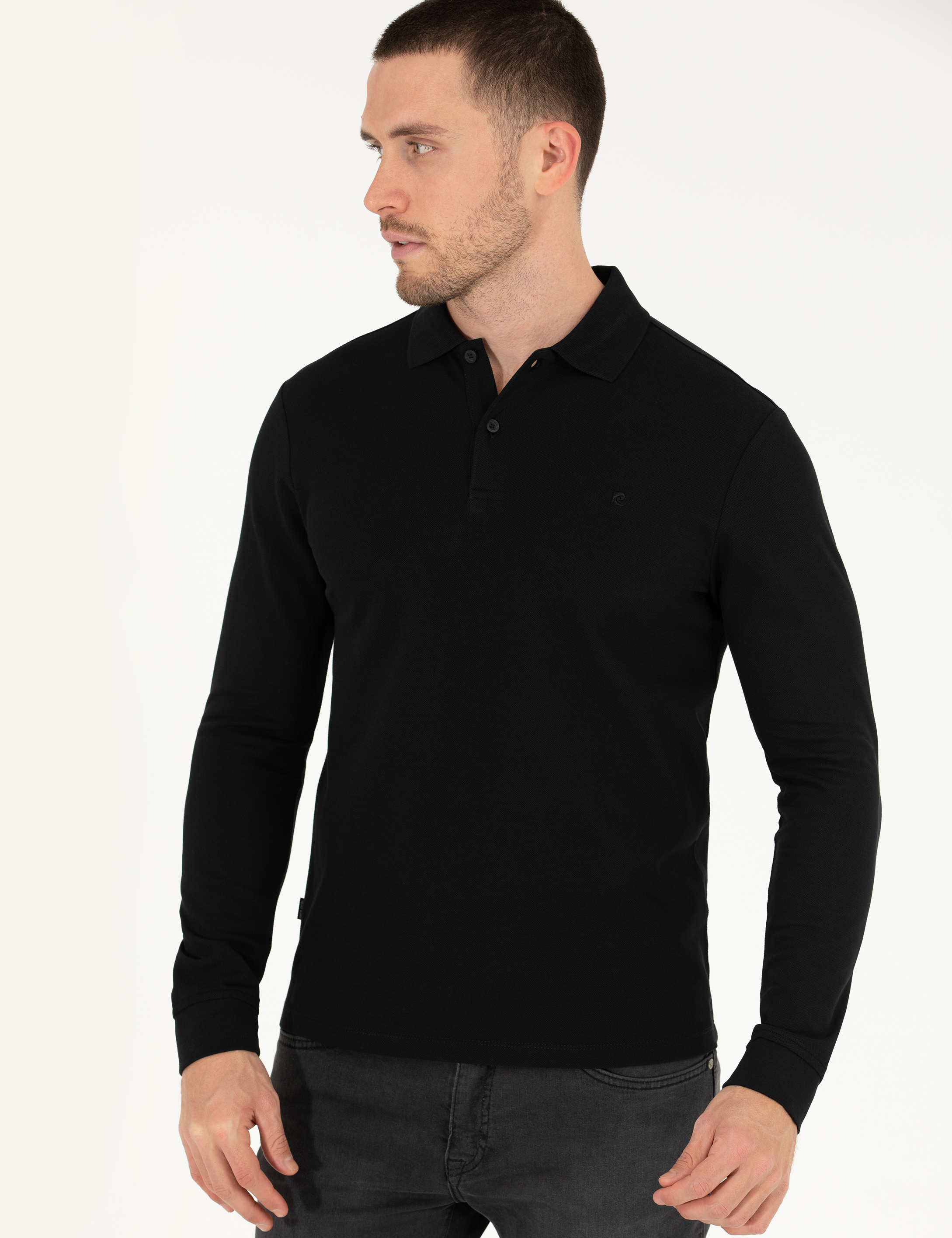Pierre Cardin Siyah Slim Fit Basic Sweatshirt görsel 2