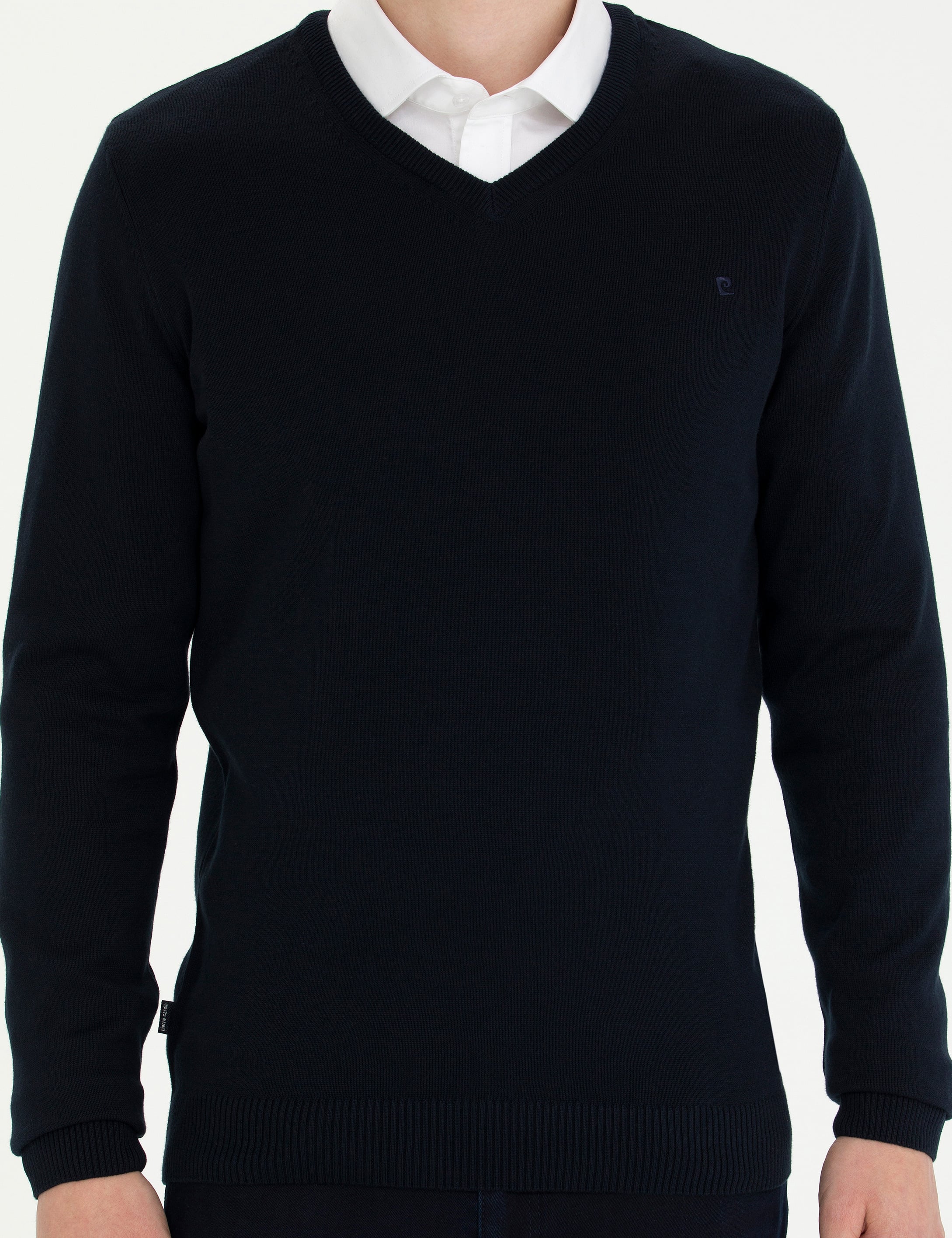 Pierre Cardin Lacivert Slim Fit V Yaka Basic Triko Kazak görsel 6