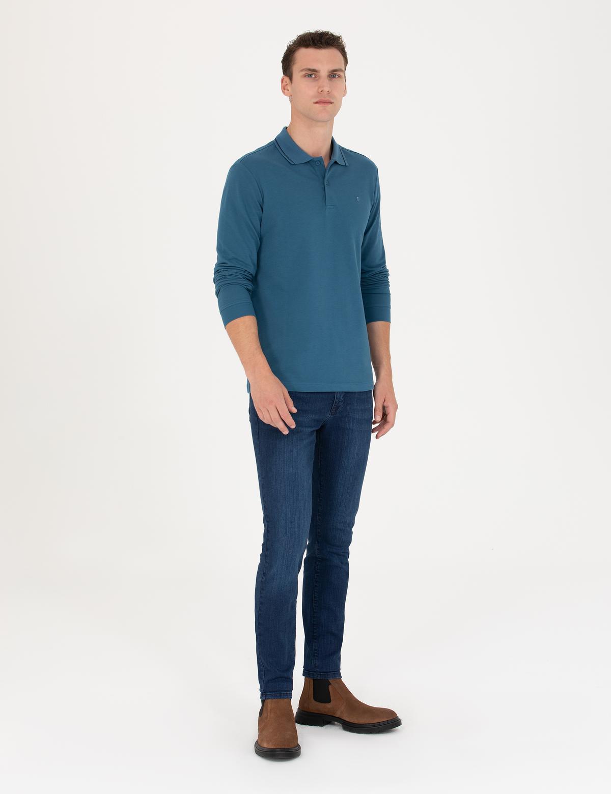 İndigo Slim Fit Basic Sweatshirt - 50277574003