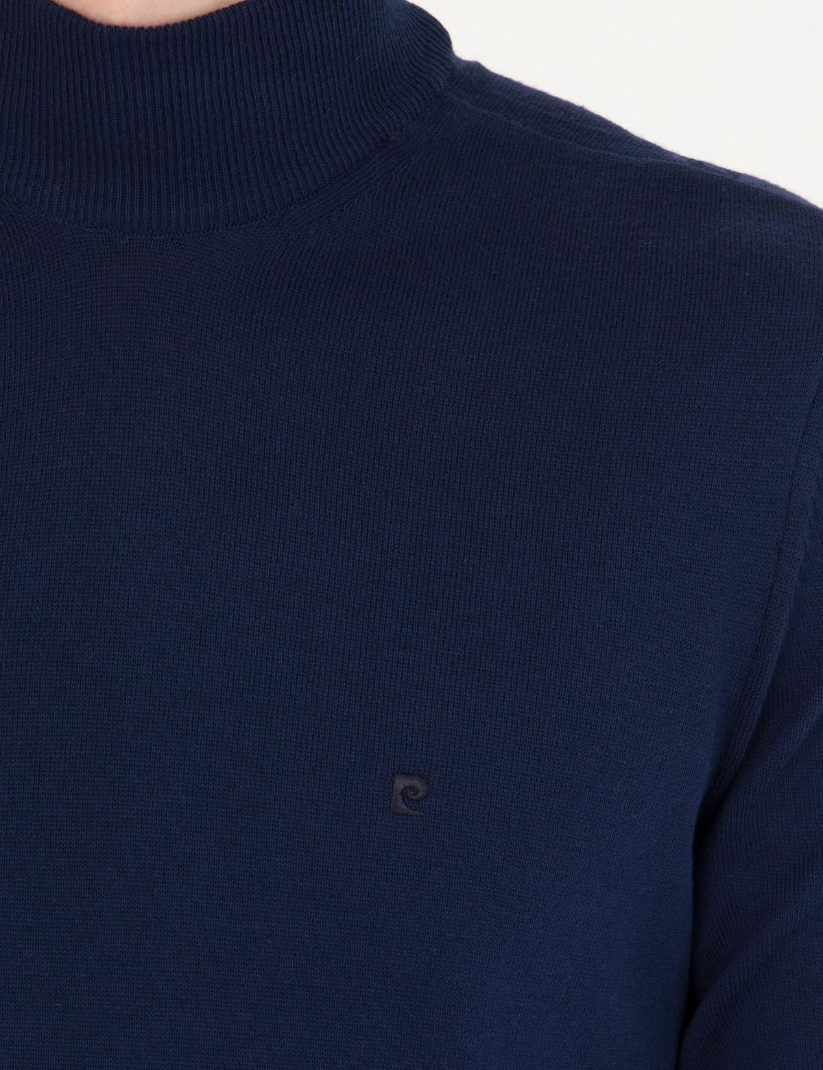 Açık Lacivert Slim Fit Yarım Balıkçı Yaka Basic Triko Kazak - 50276502097