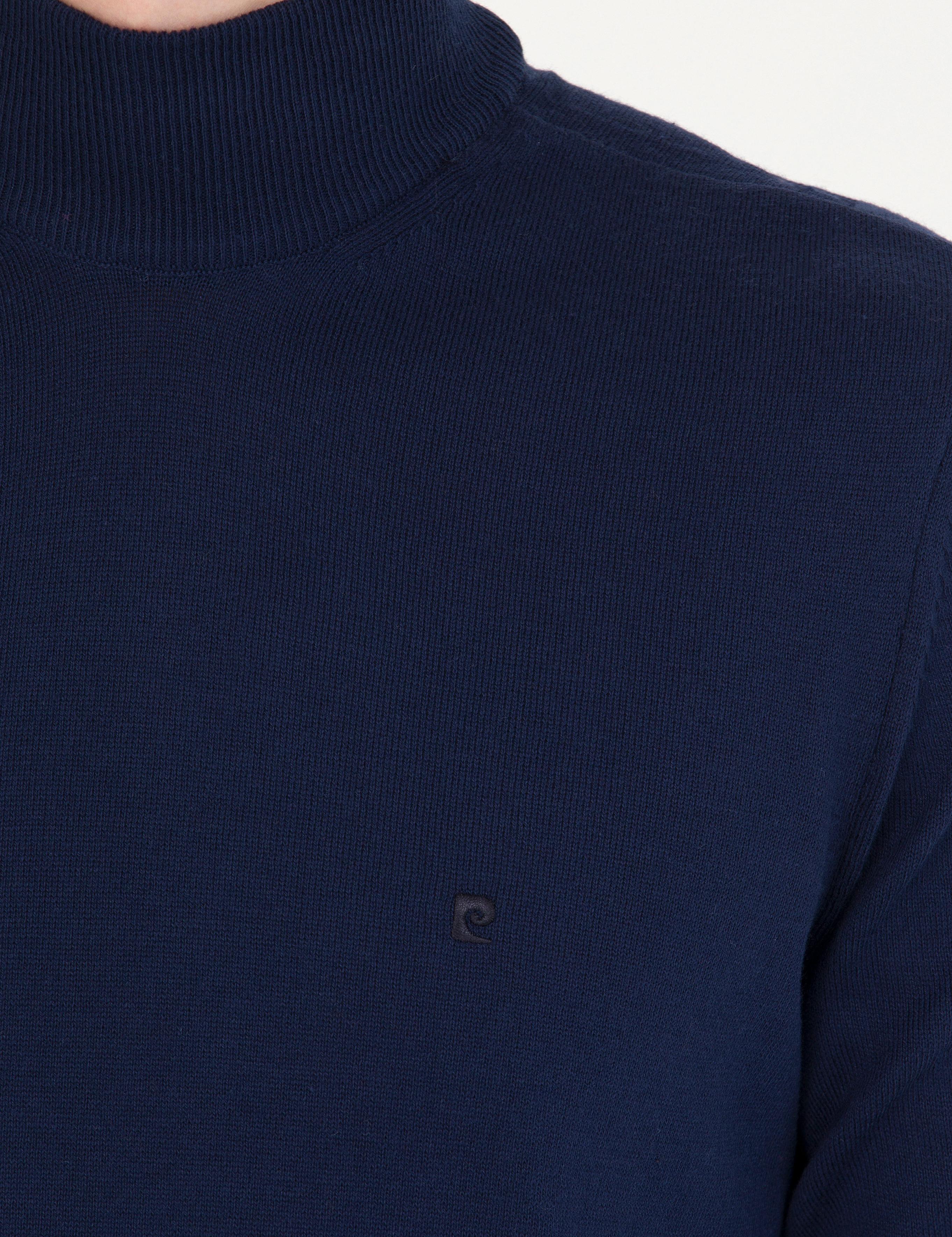 Açık Lacivert Slim Fit Yarım Balıkçı Yaka Basic Triko Kazak