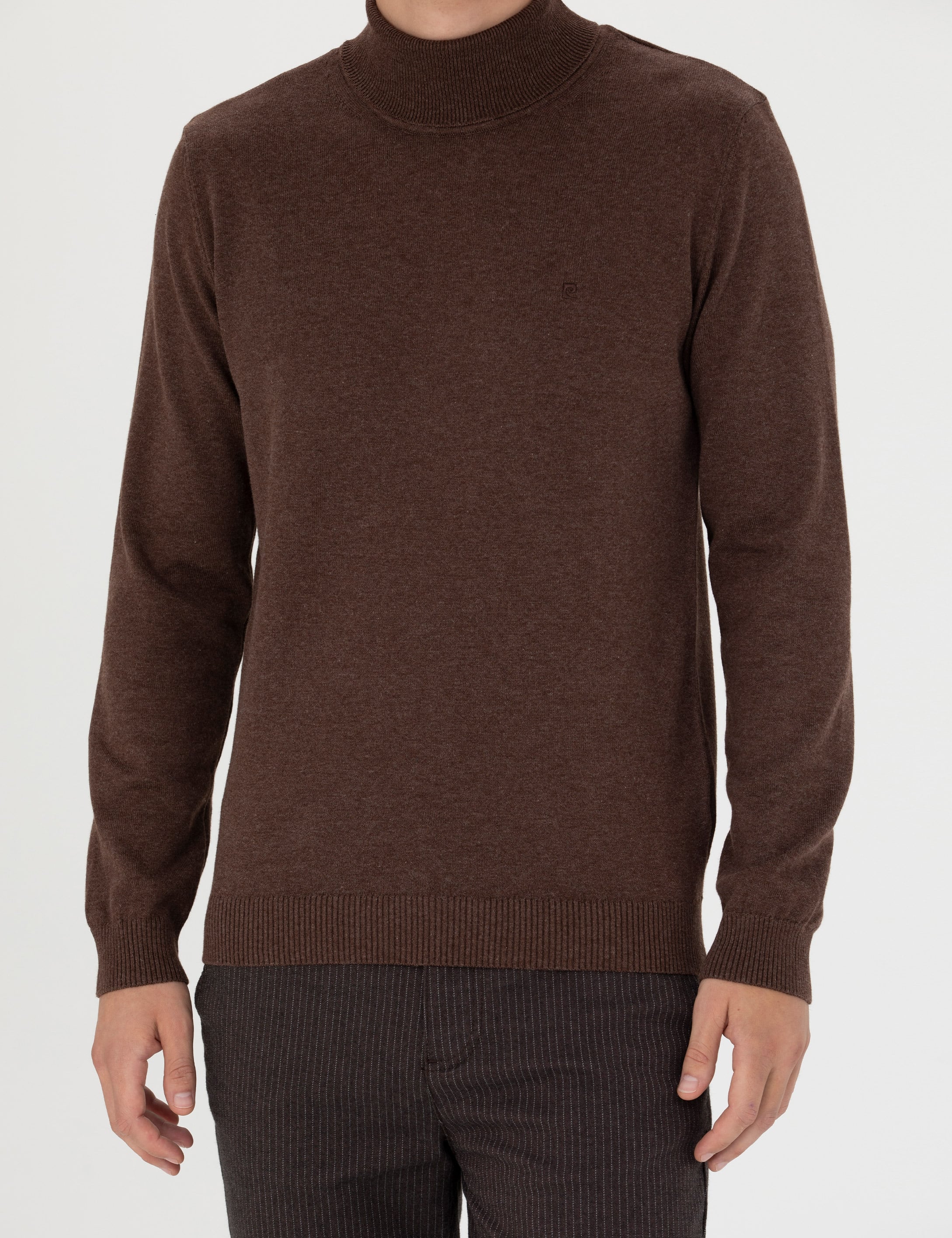 Pierre Cardin Kahverengi Slim Fit Balıkçı Yaka Basic Triko Kazak görsel 6