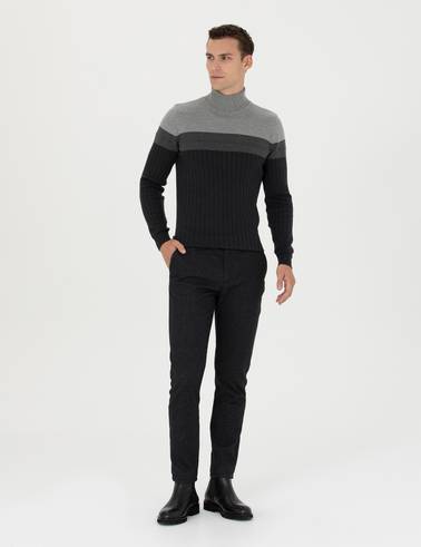 Siyah Slim Fit Kanvas Pantolon