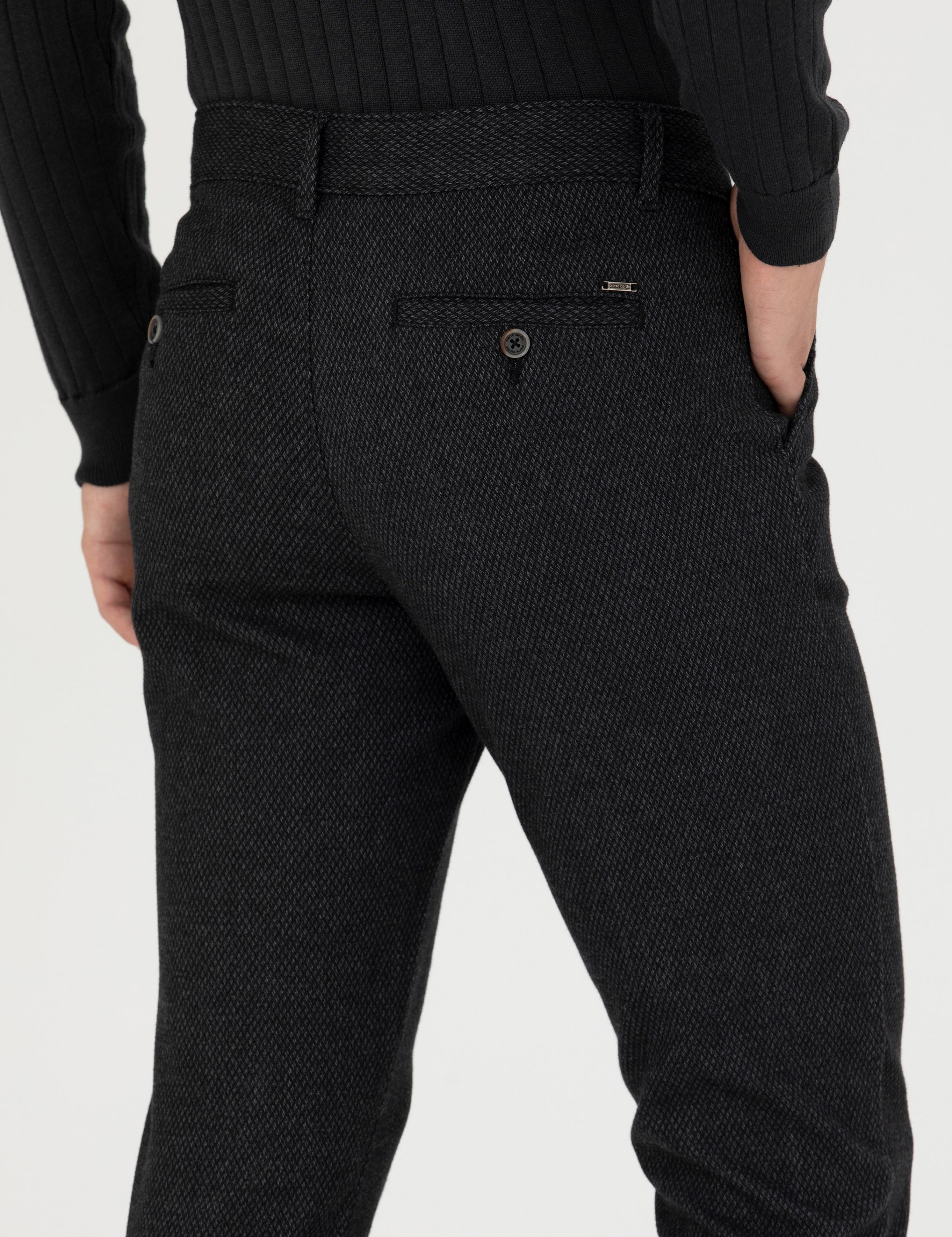 Siyah Slim Fit Kanvas Pantolon