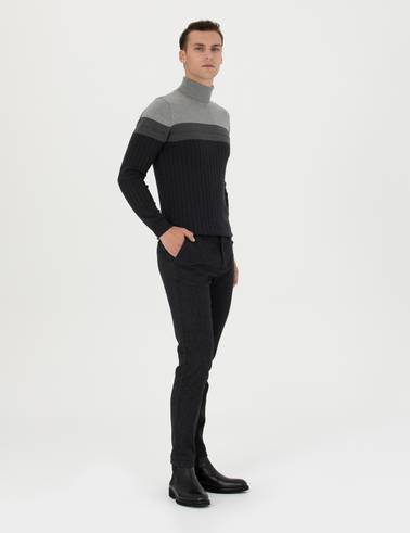 Siyah Slim Fit Kanvas Pantolon