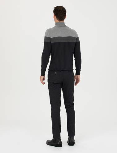 Siyah Slim Fit Kanvas Pantolon