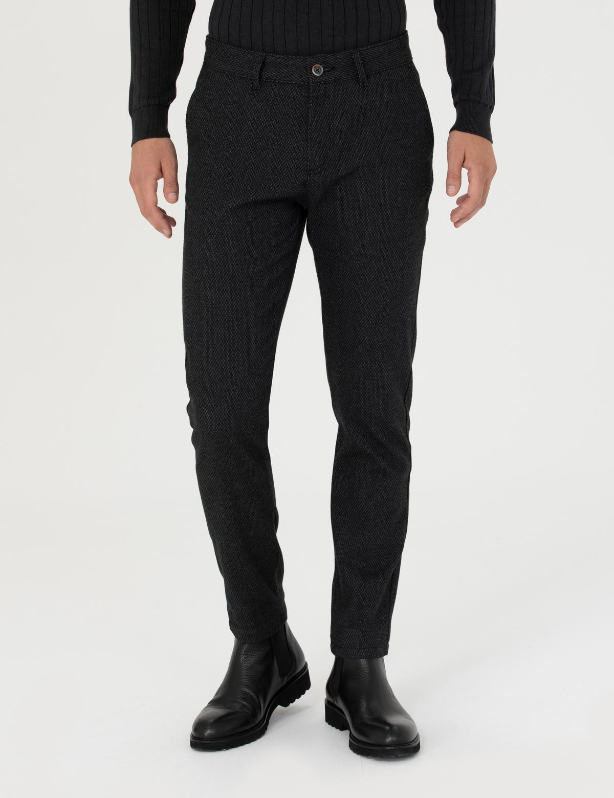 Siyah Slim Fit Kanvas Pantolon - 50278460065