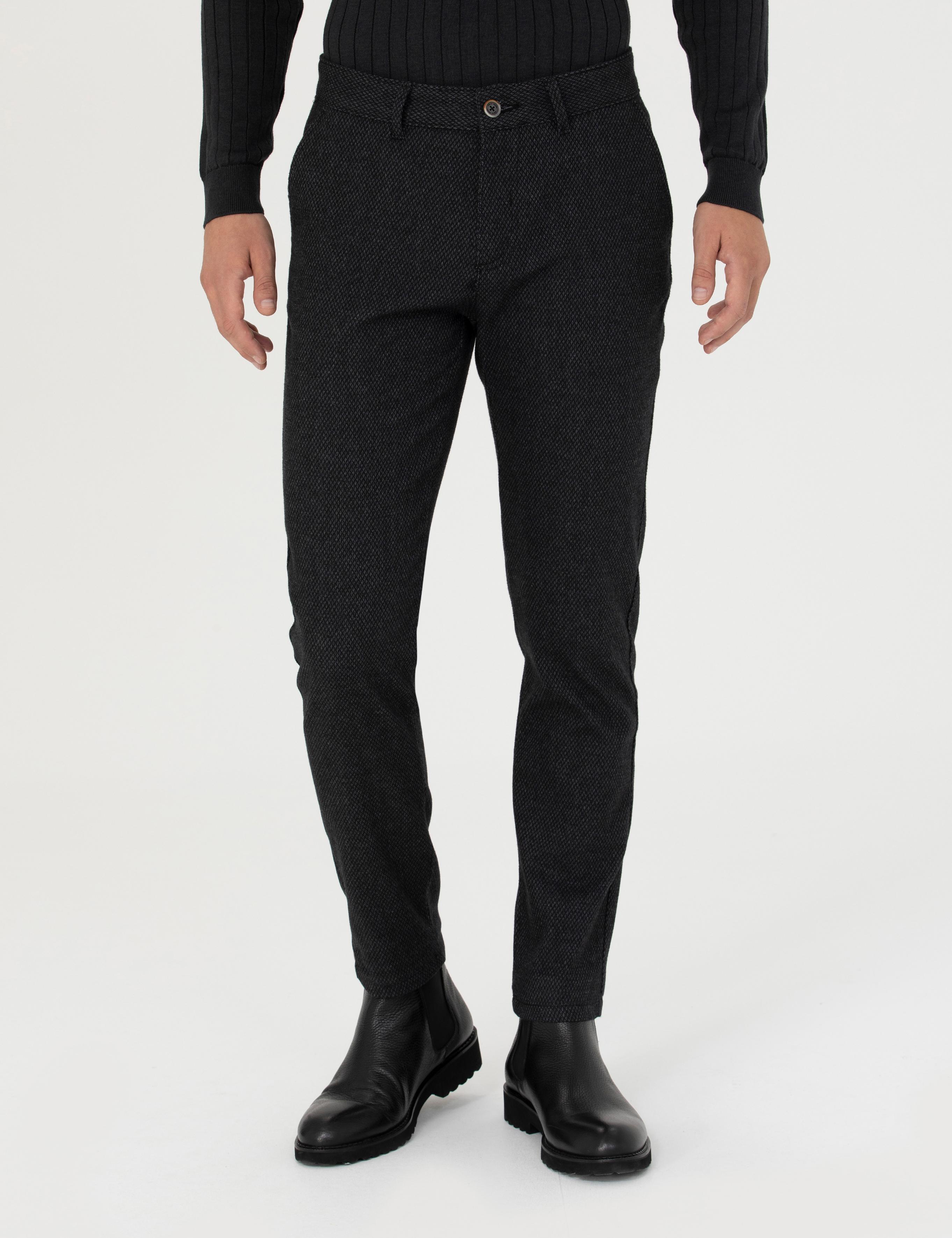 Siyah Slim Fit Kanvas Pantolon