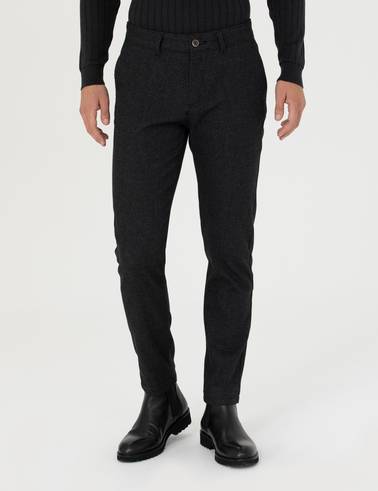 Siyah Slim Fit Kanvas Pantolon
