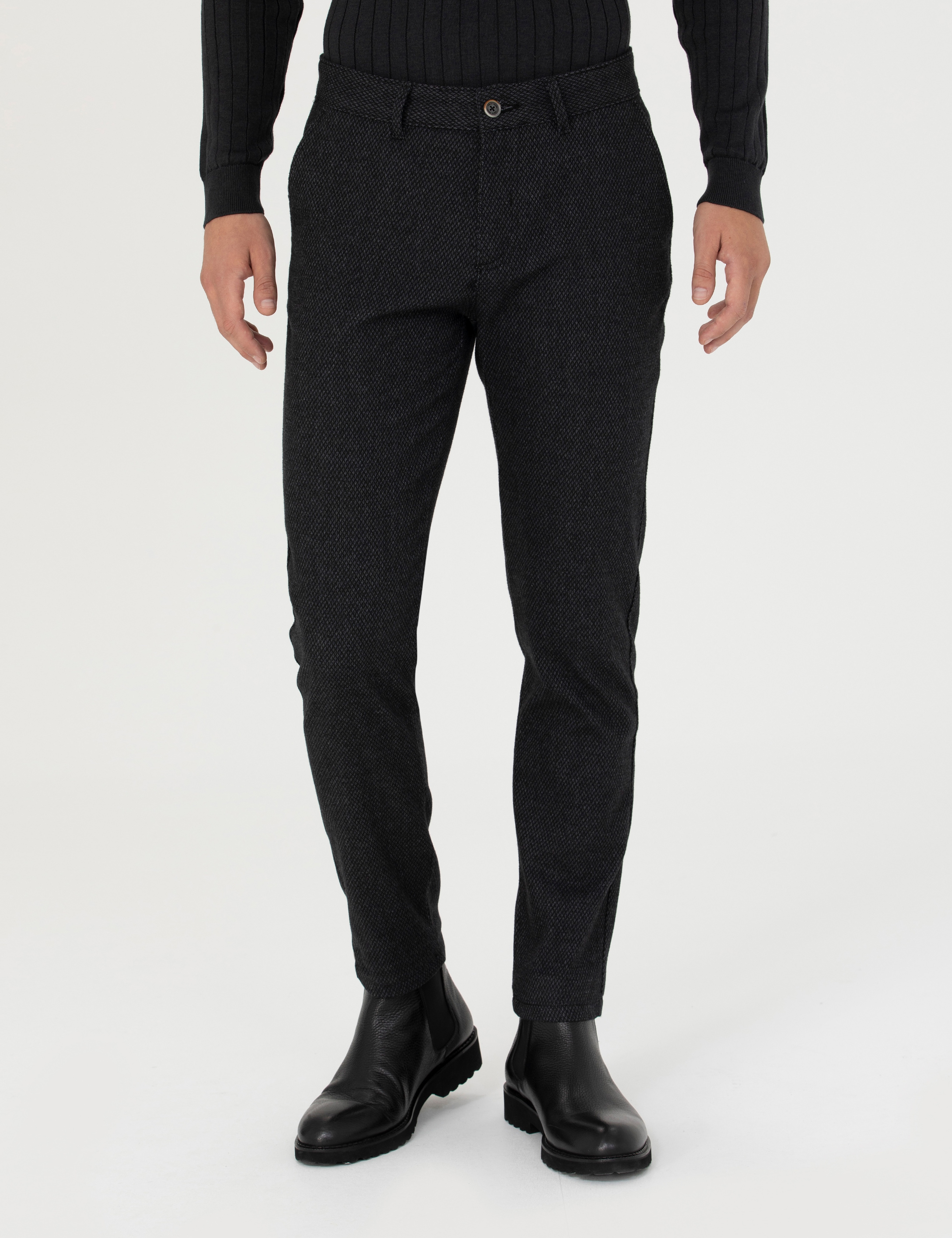Siyah Slim Fit Kanvas Pantolon