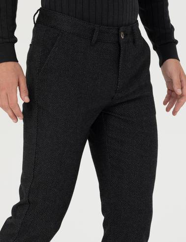 Siyah Slim Fit Kanvas Pantolon