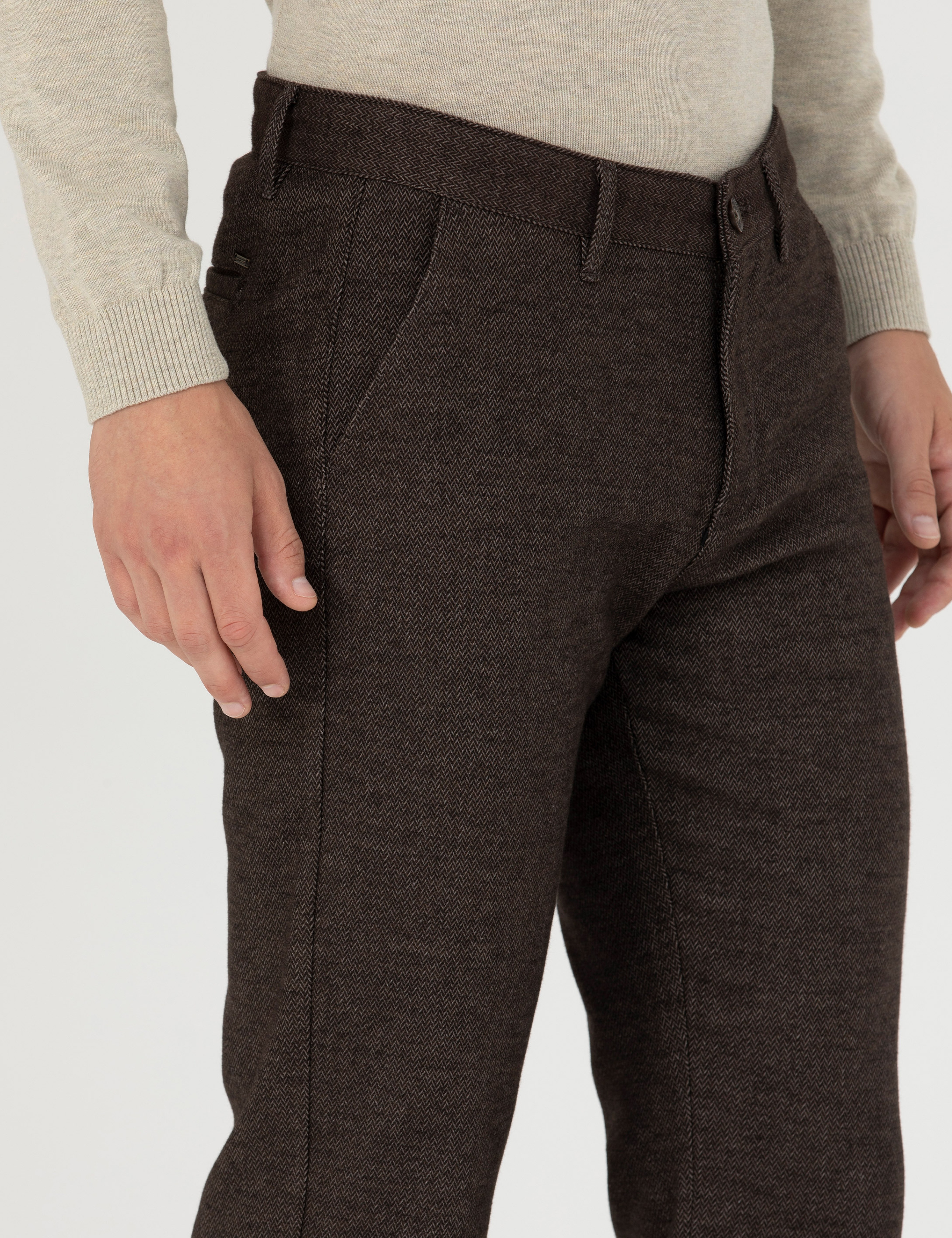 Kahverengi Regular Fit Kanvas Pantolon - Image 5