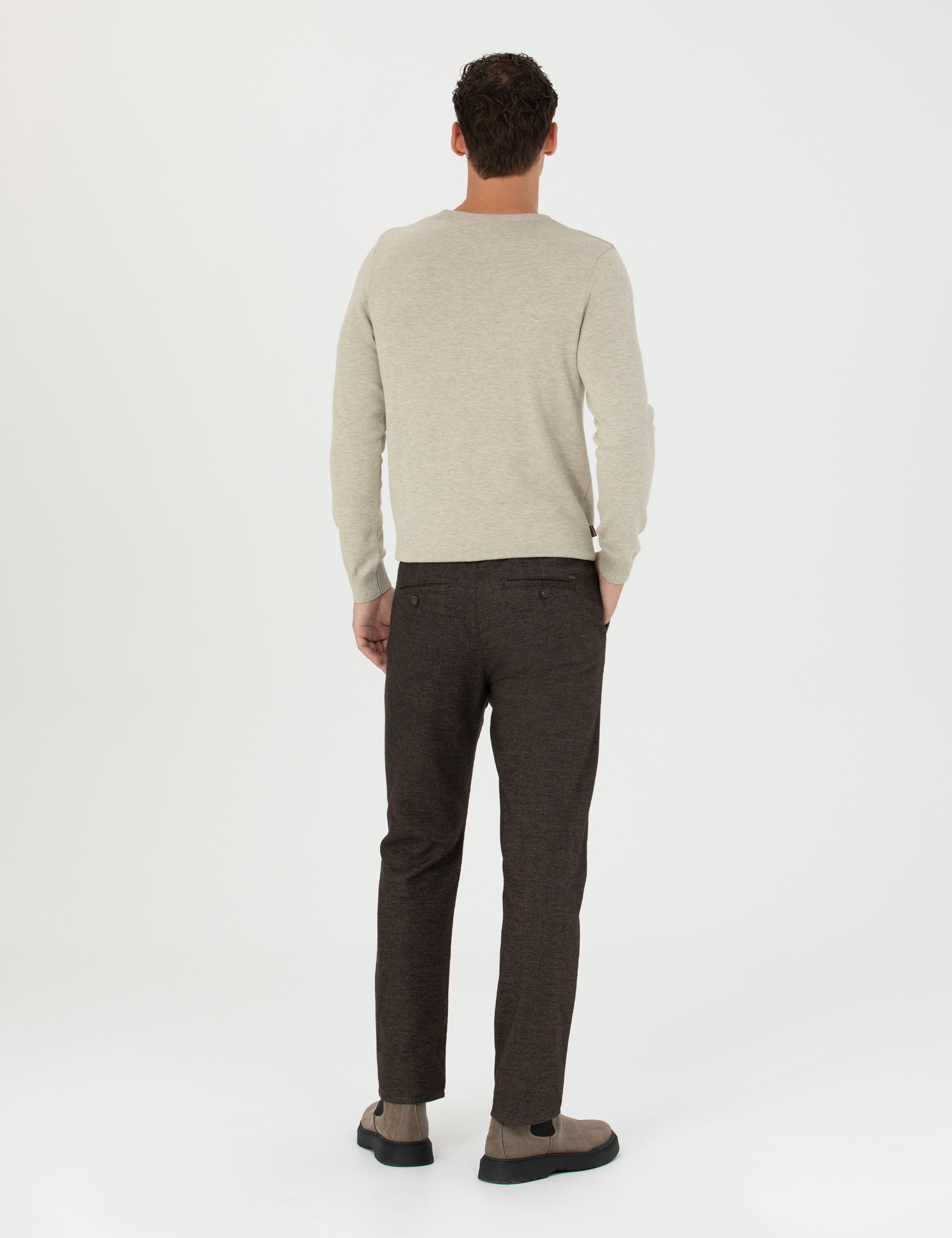 Kahverengi Regular Fit Kanvas Pantolon - Image 4