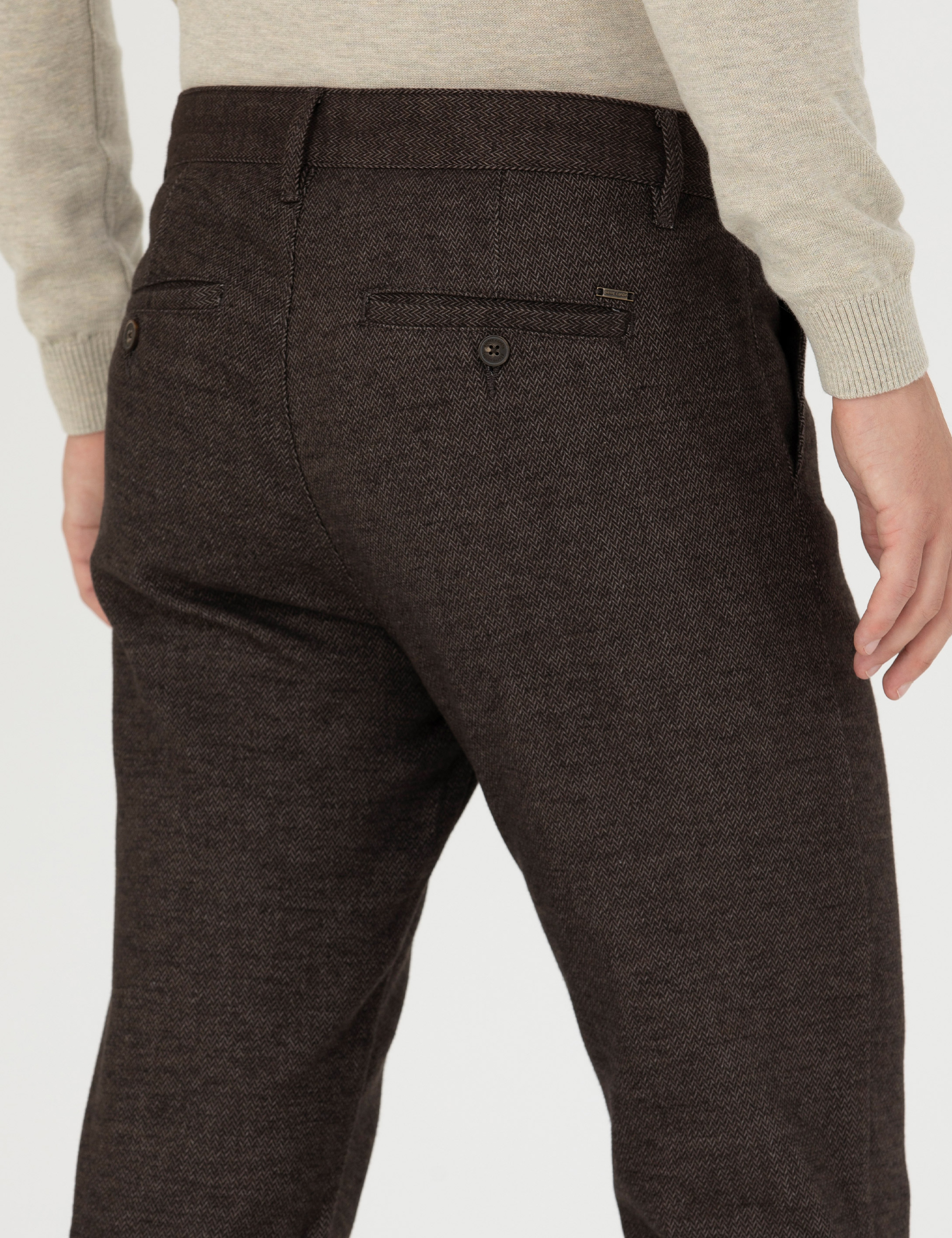 Kahverengi Regular Fit Kanvas Pantolon - Image 7