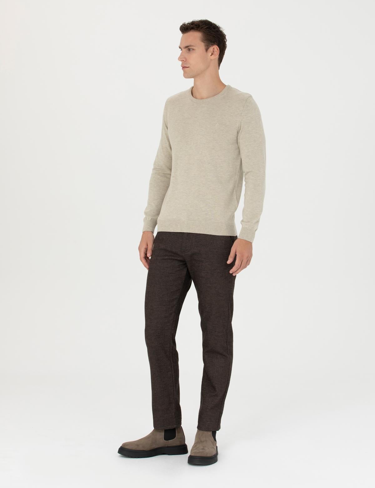 Kahverengi Regular Fit Kanvas Pantolon - 50278474098