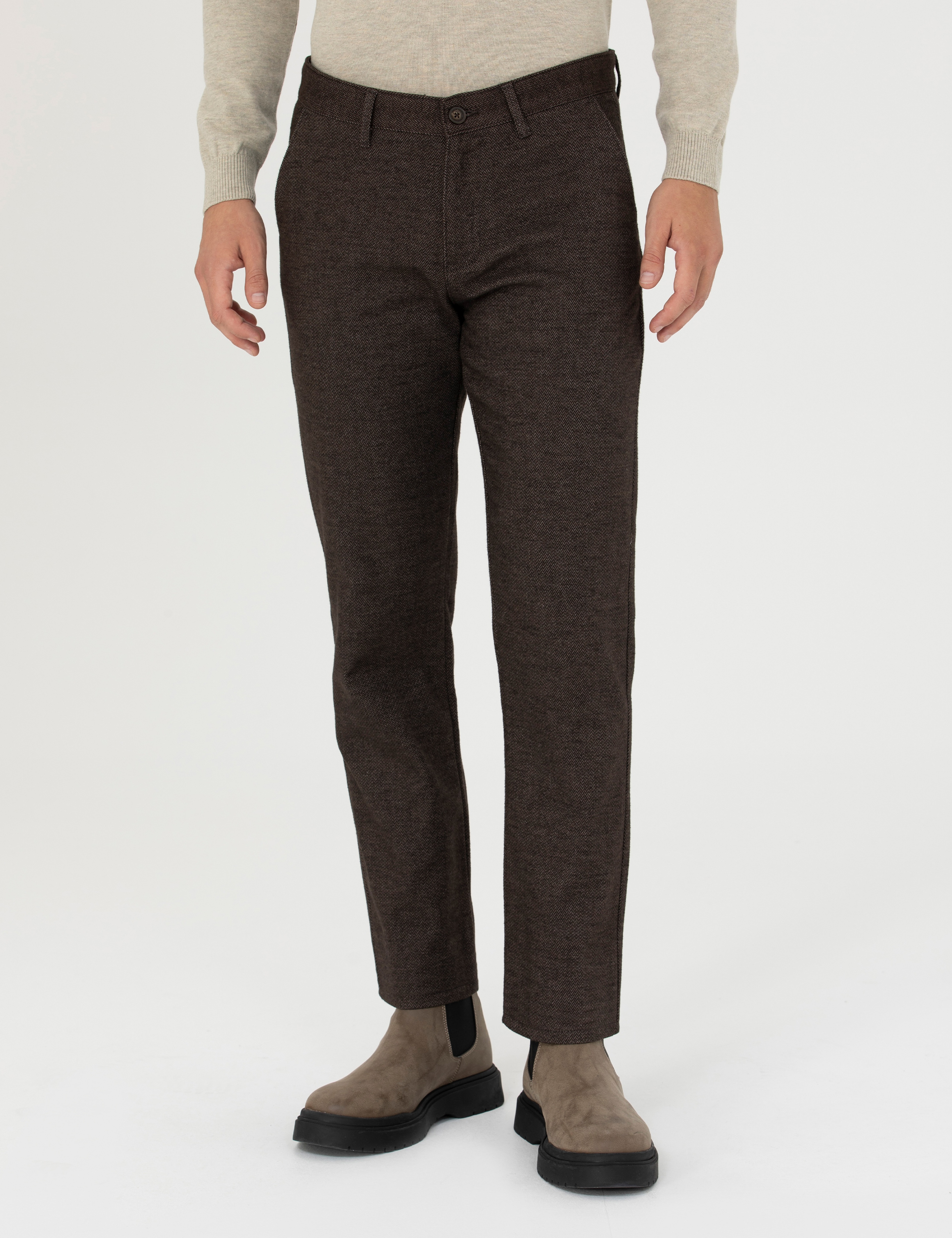 Kahverengi Regular Fit Kanvas Pantolon - Image 2