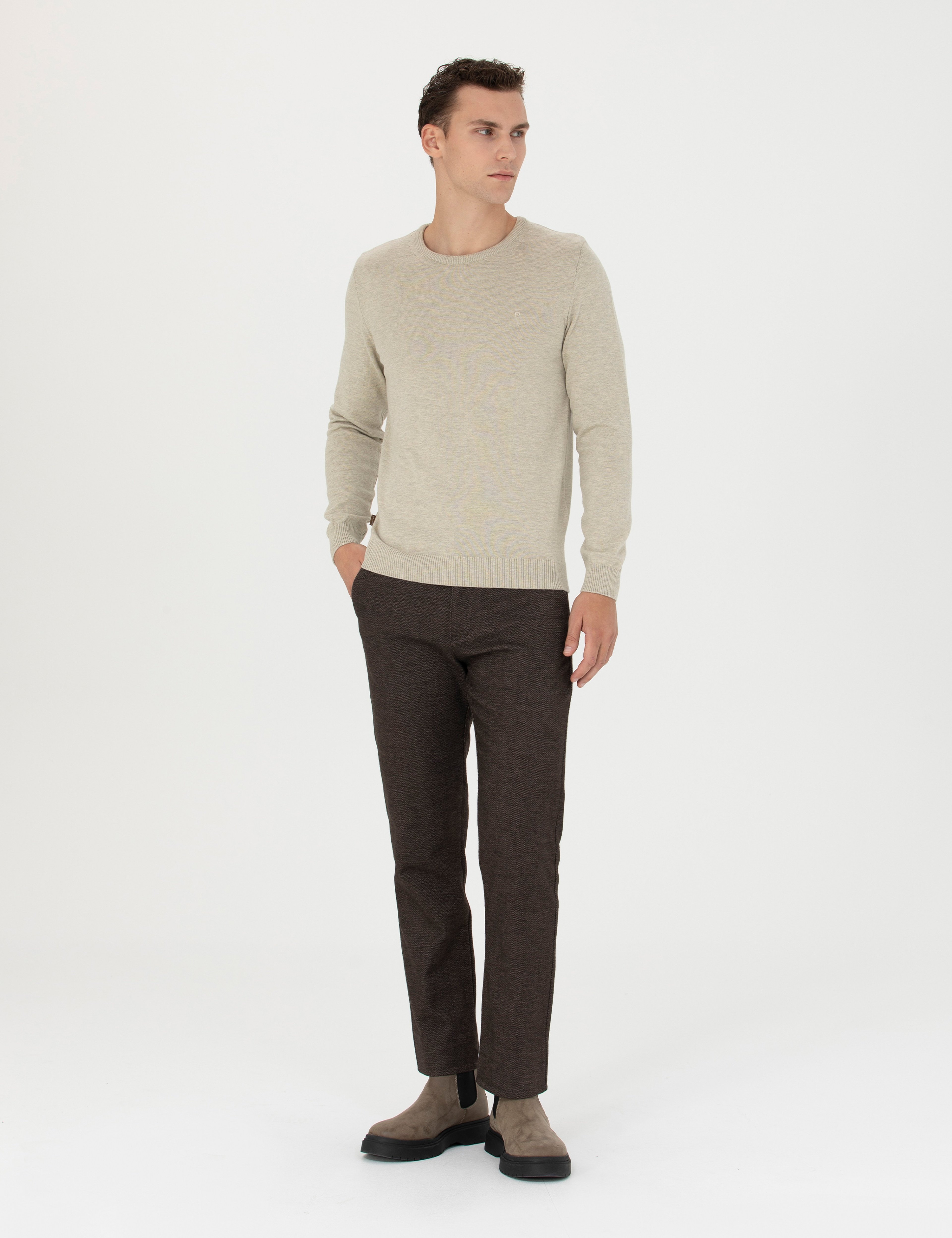 Kahverengi Regular Fit Kanvas Pantolon