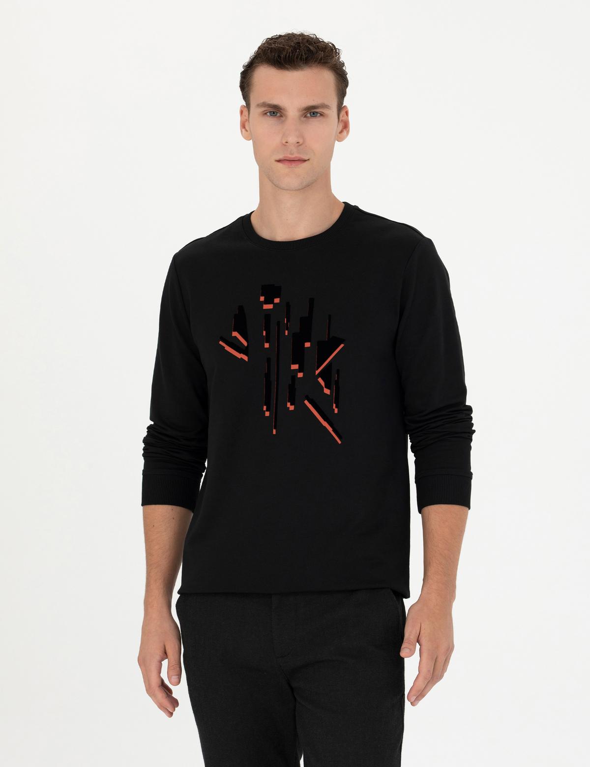 Siyah Regular Fit Sweatshirt - 50279556004