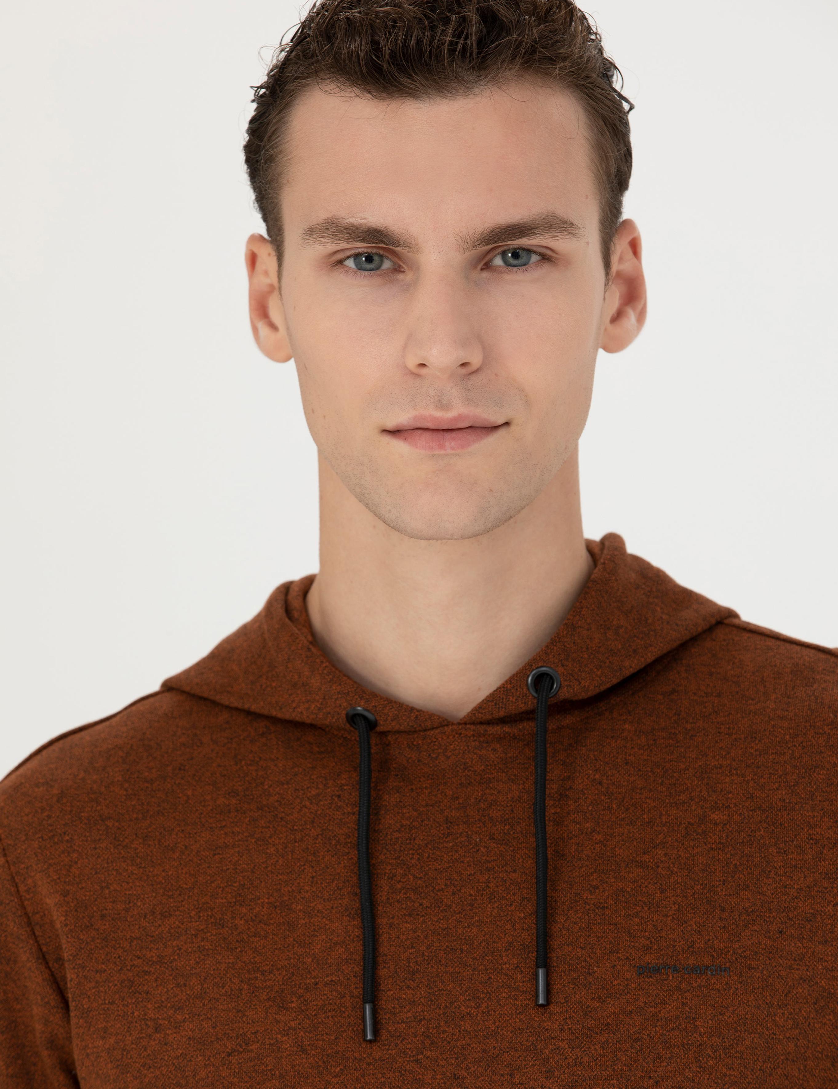 Kiremit Regular Fit Kapüşonlu Sweatshirt