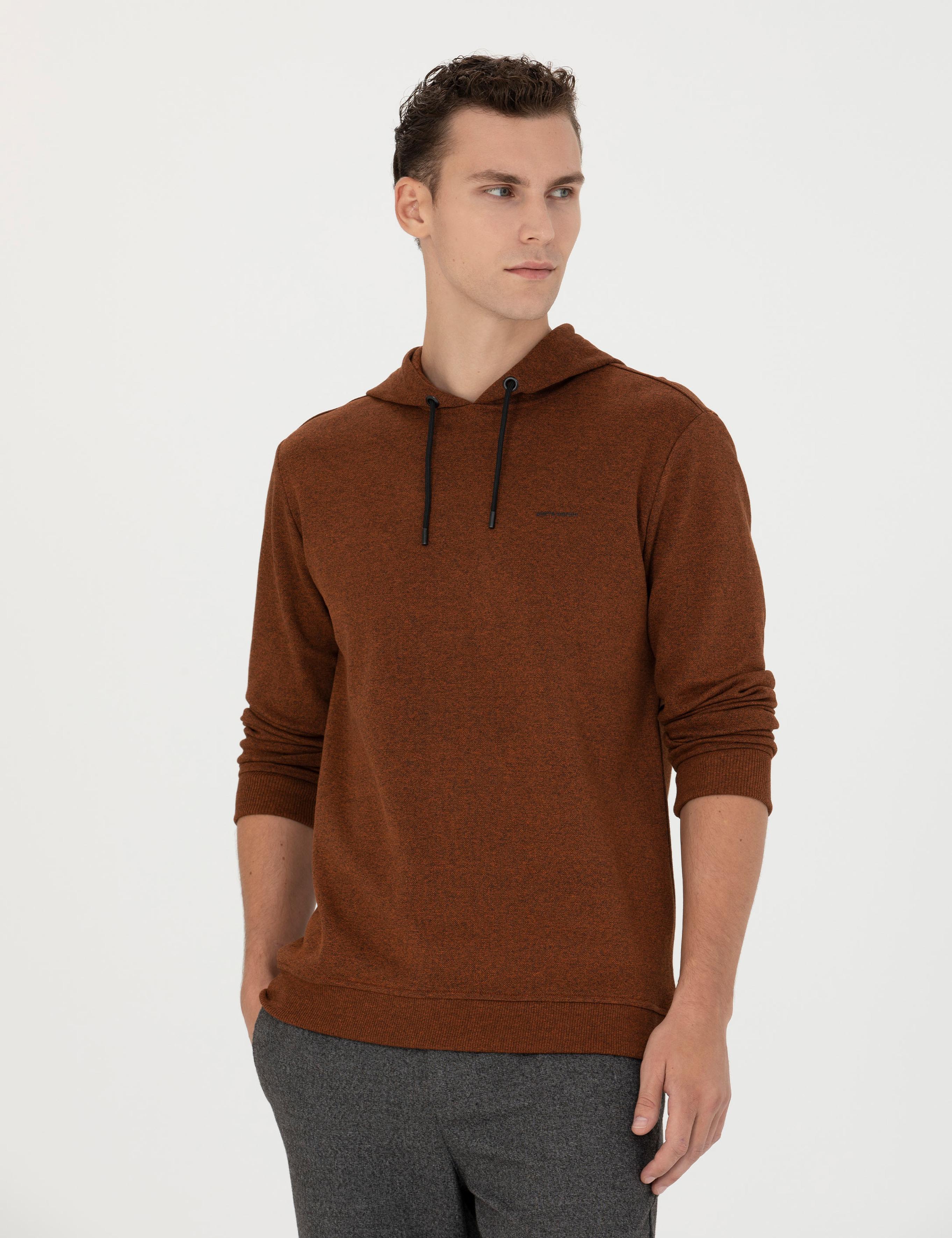Kiremit Regular Fit Kapüşonlu Sweatshirt