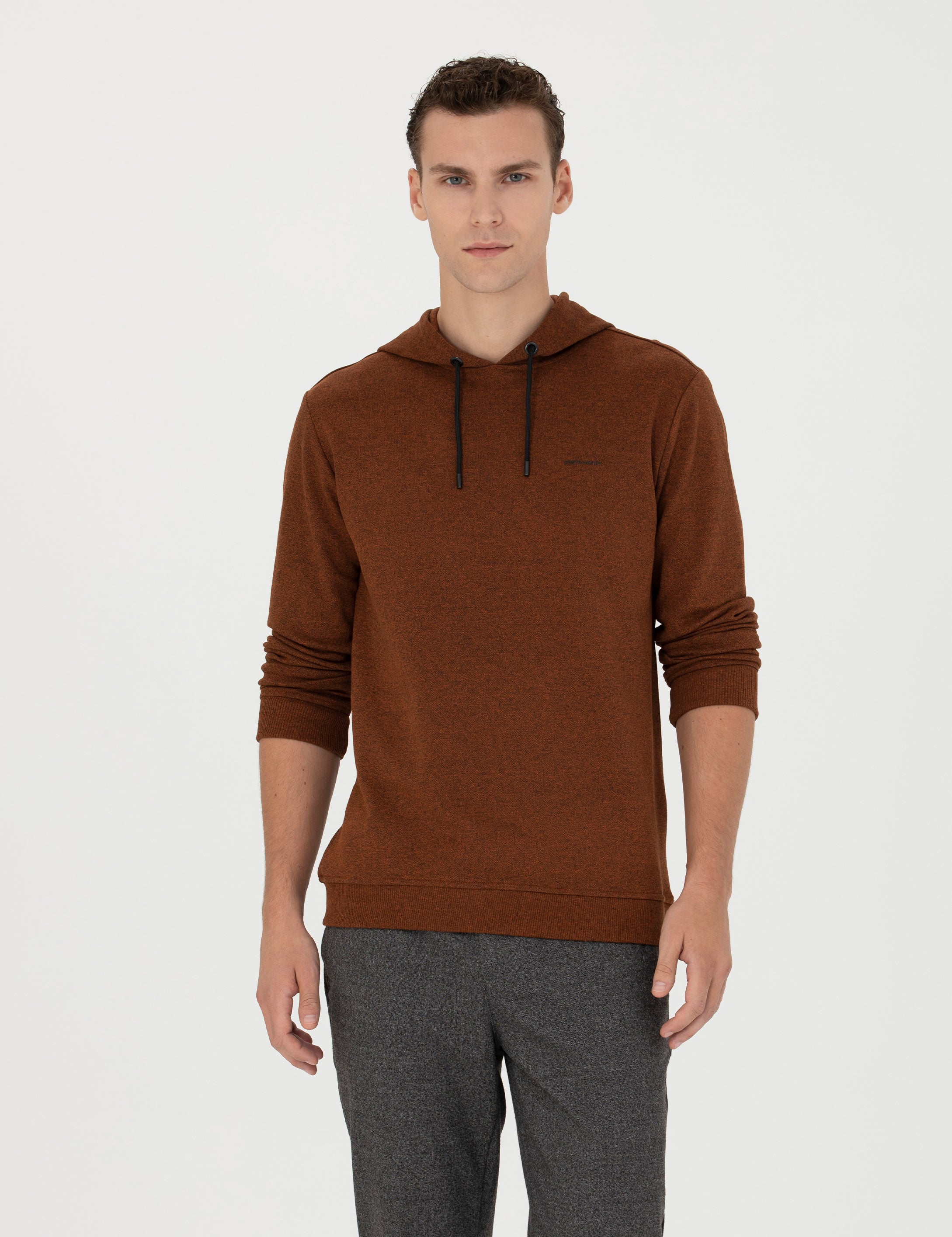 Pierre Cardin Kiremit Regular Fit Kapüşonlu Sweatshirt görsel 3
