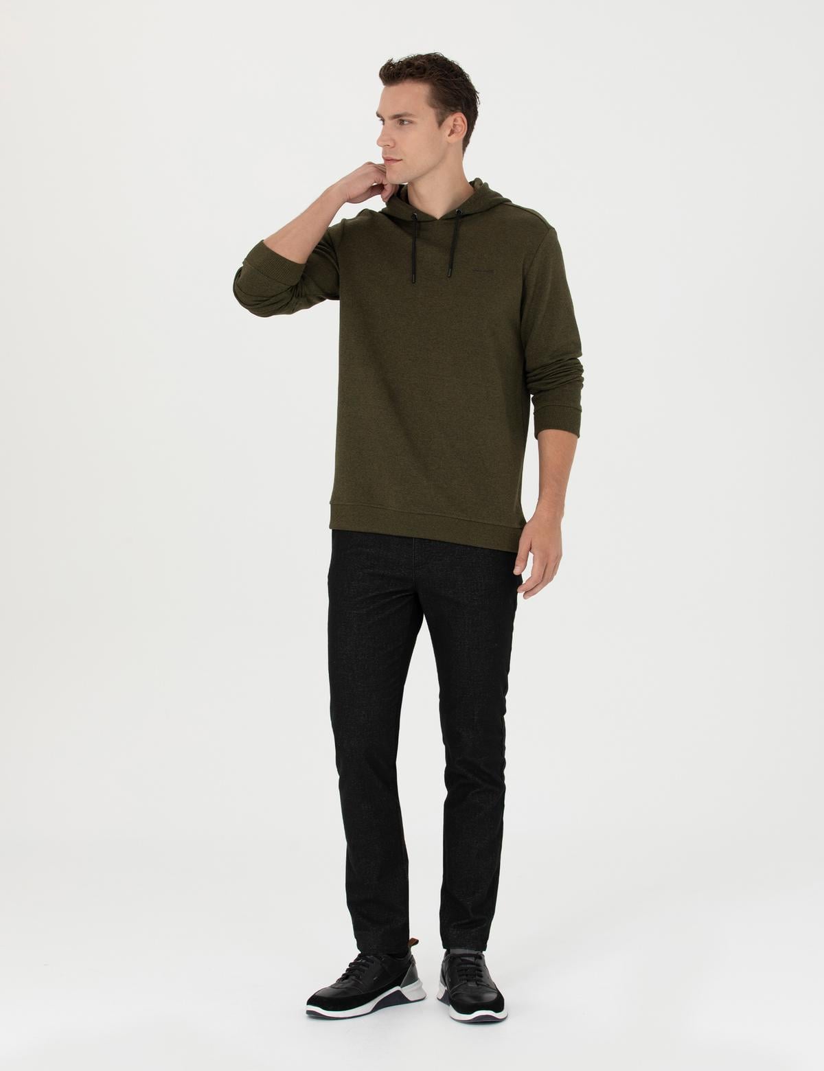 Haki Regular Fit Kapüşonlu Sweatshirt - 50273895027