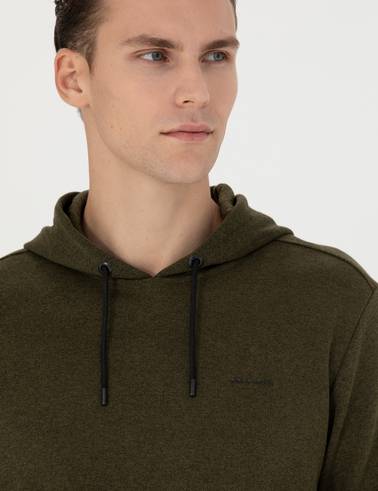 Haki Regular Fit Kapüşonlu Sweatshirt