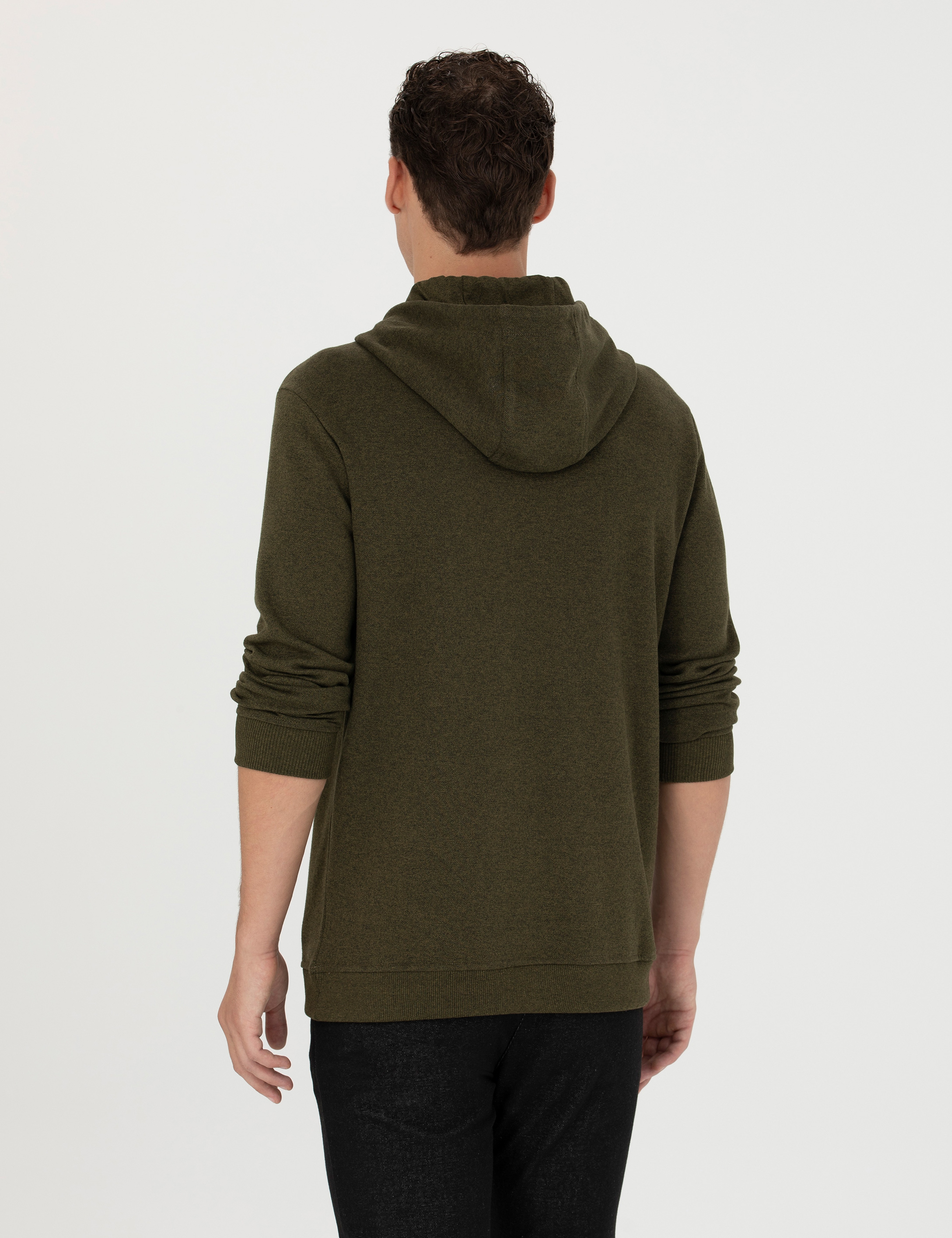 Haki Regular Fit Kapüşonlu Sweatshirt - Image 5
