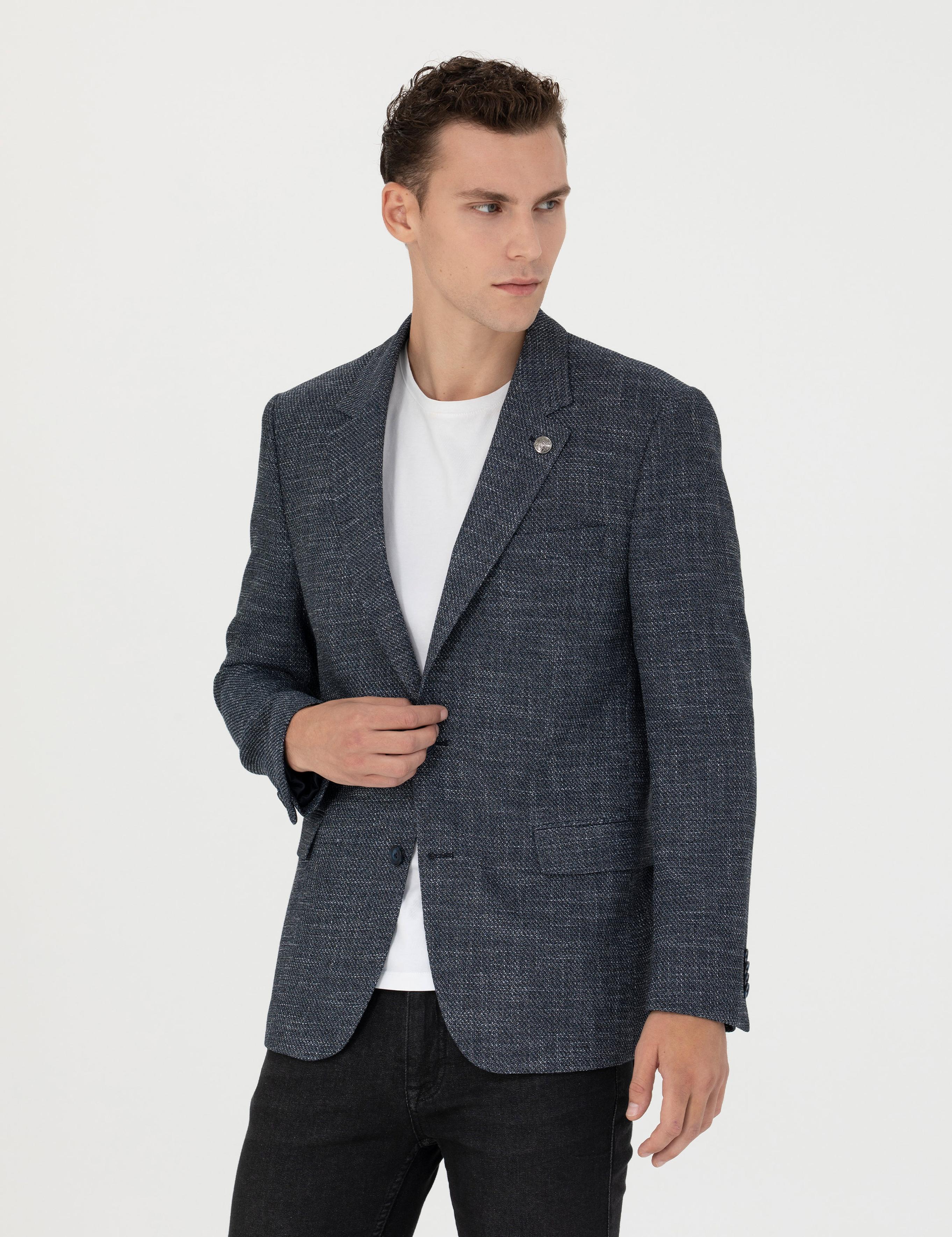 Lacivert Slim Fit Ceket