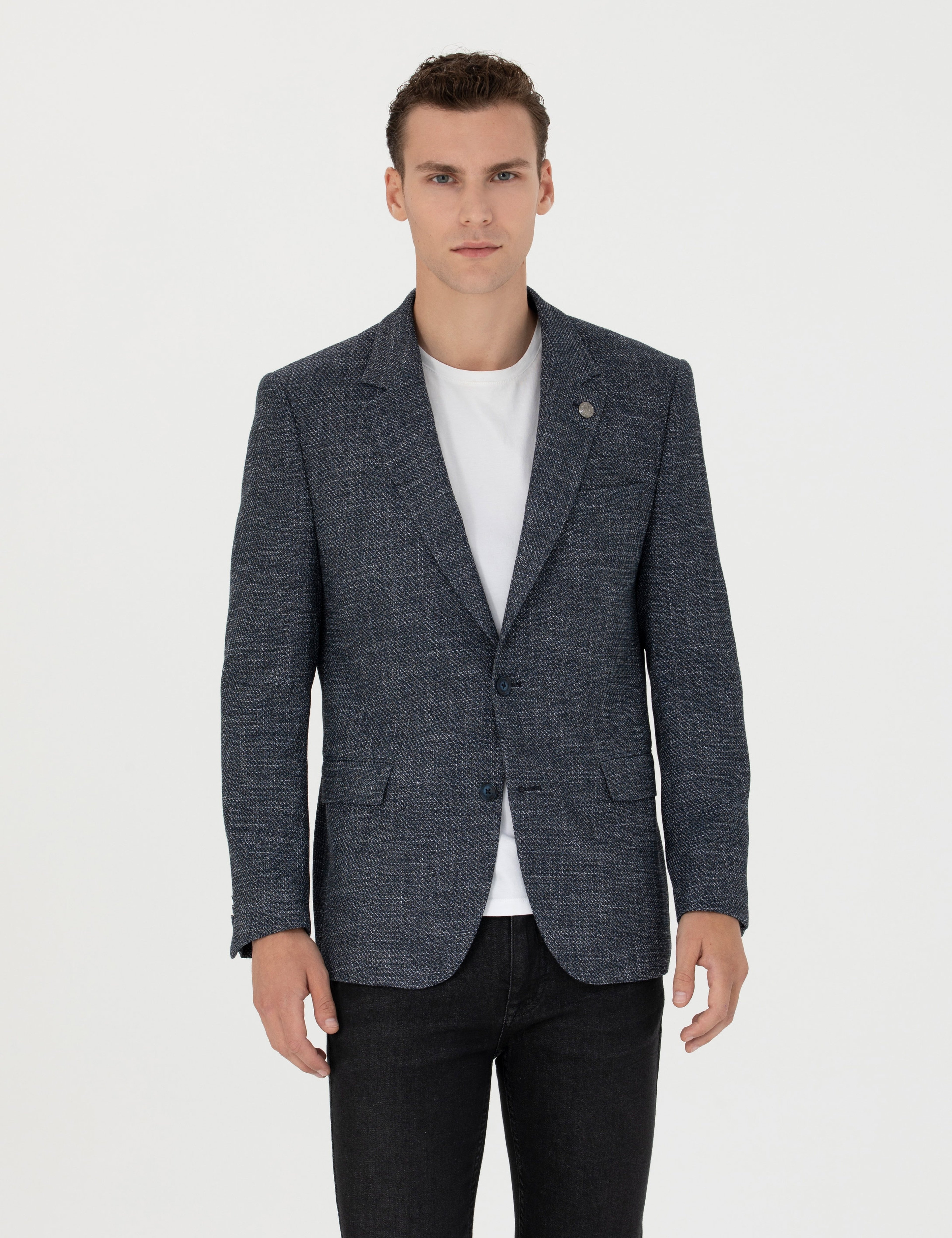 Lacivert Slim Fit Ceket - Image 1