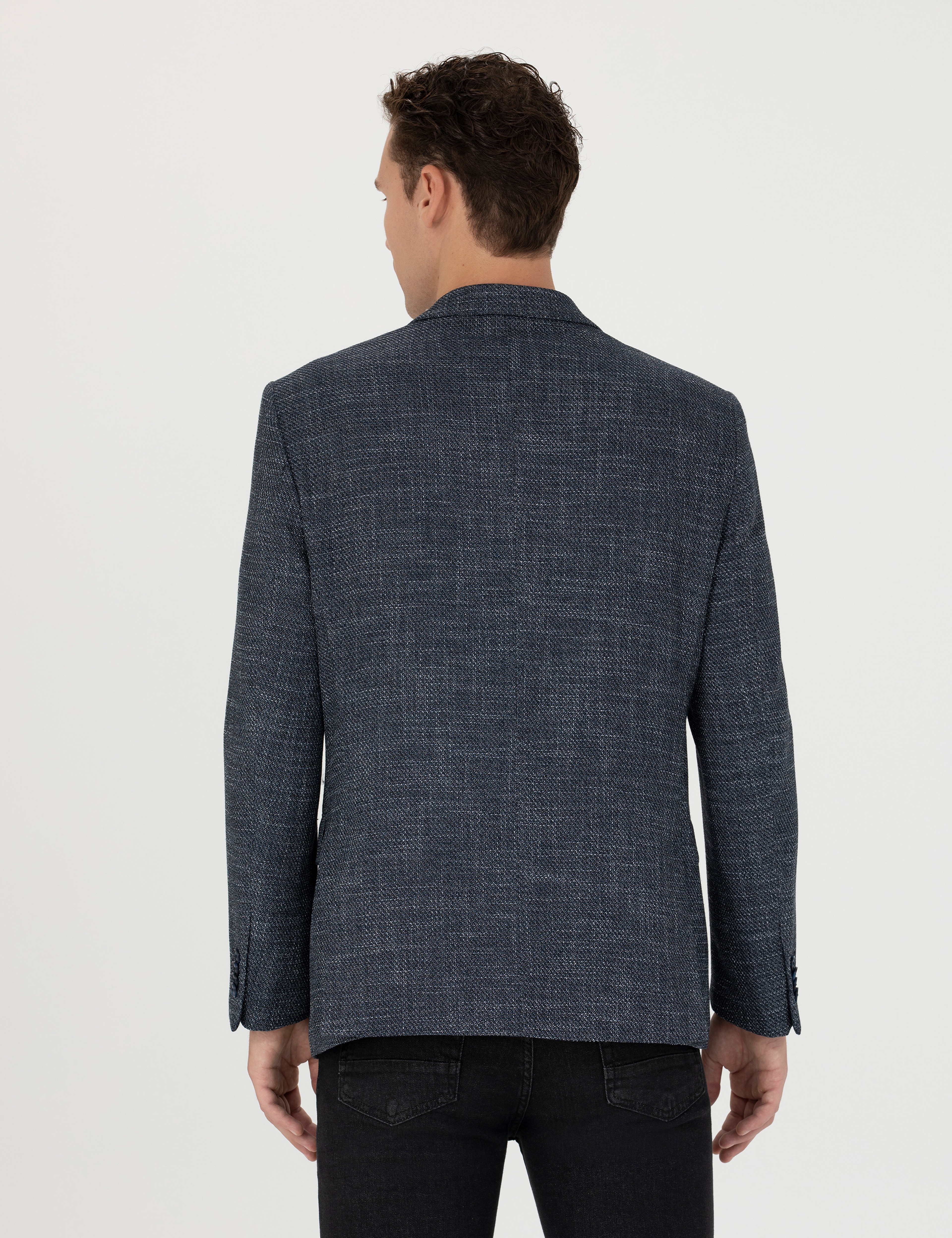 Lacivert Slim Fit Ceket - Image 5