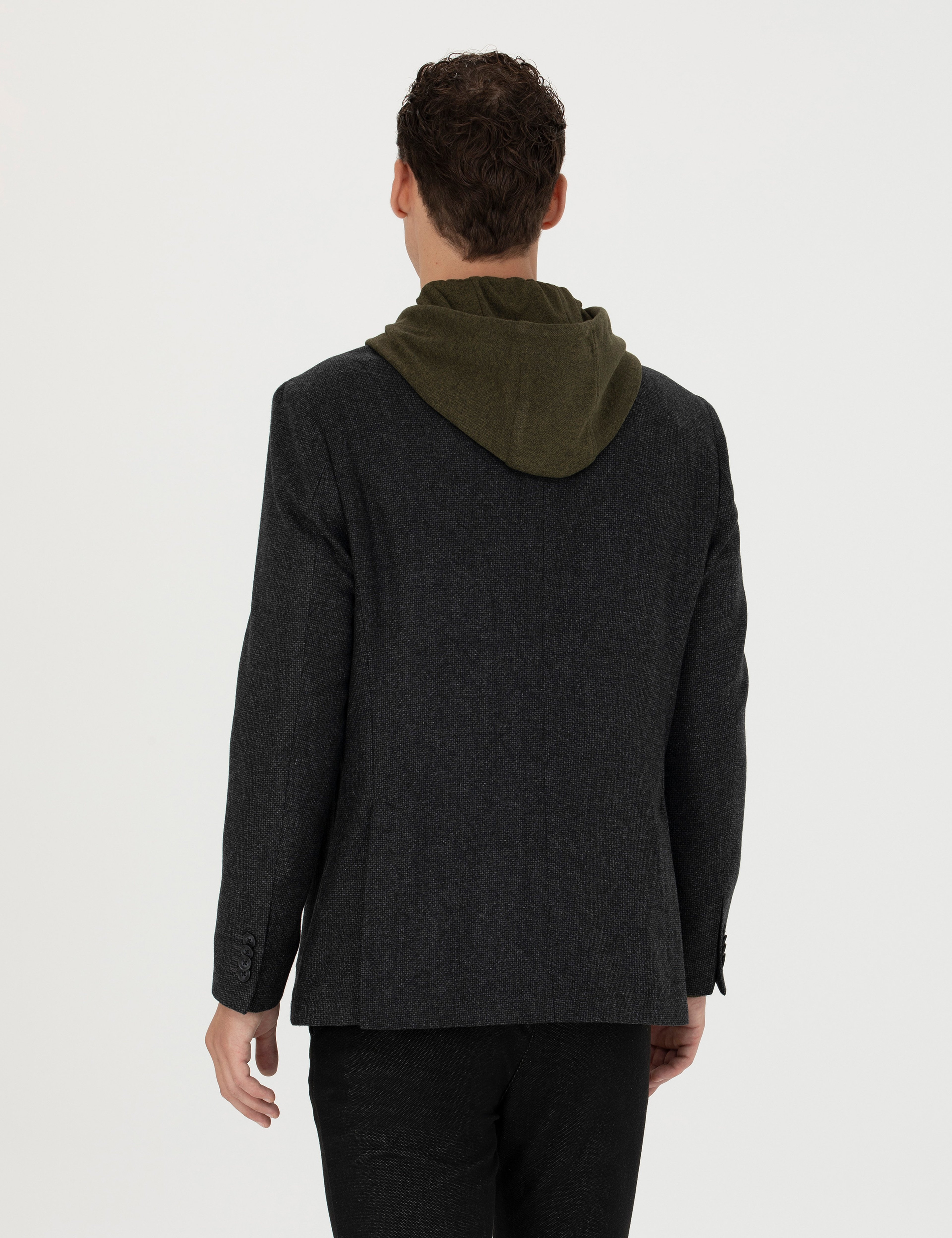 Antrasit Slim Fit Yün Karışımlı Ceket - Image 5