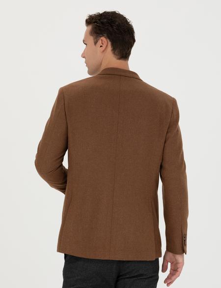 Kiremit Slim Fit Yün Karışımlı Ceket - 50276921173