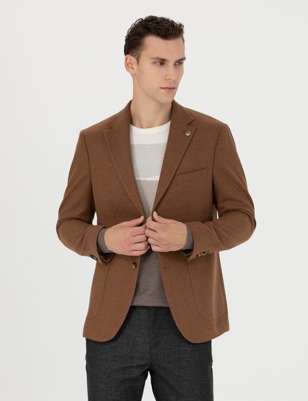 Kiremit Slim Fit Yün Karışımlı Ceket - 50276921173
