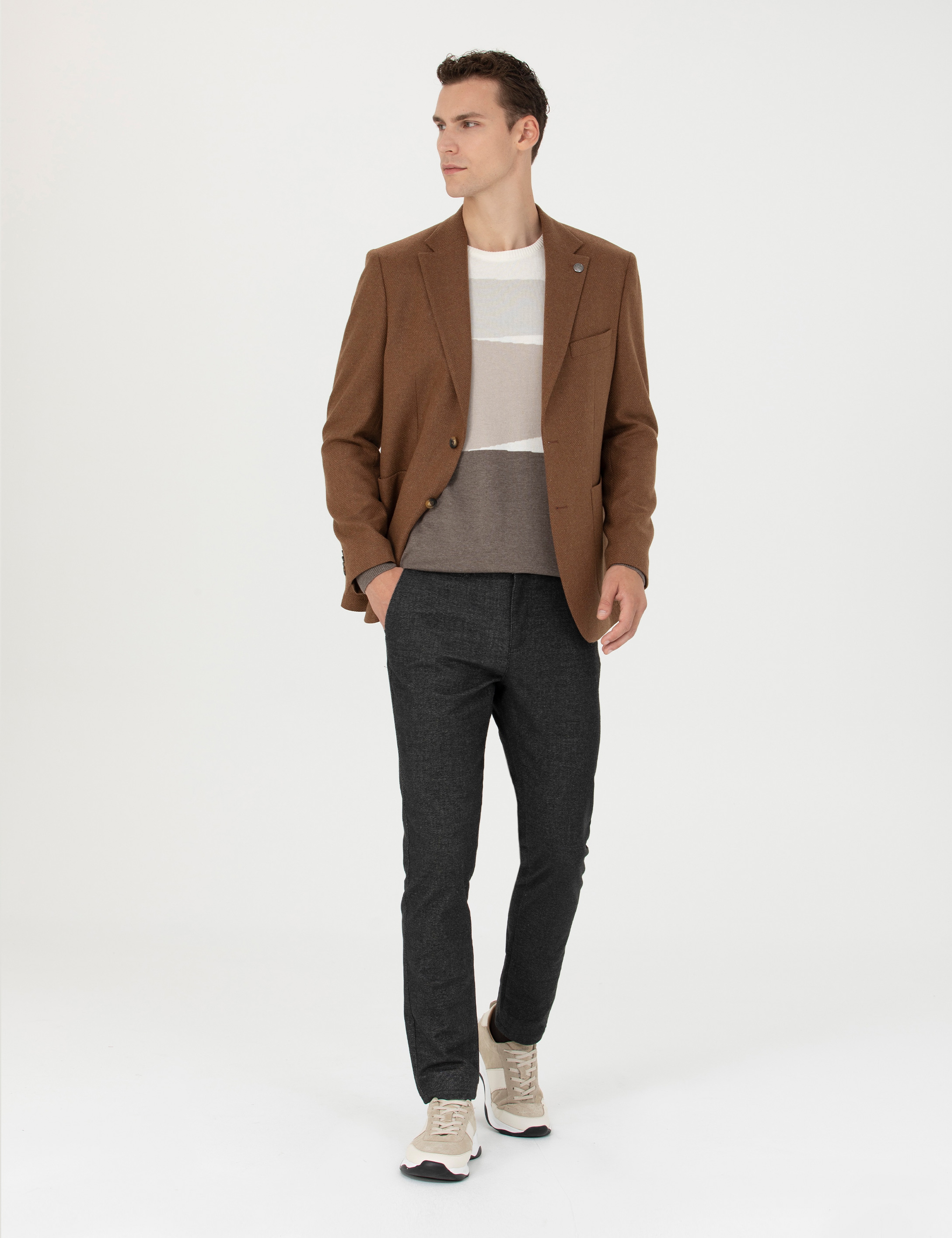 Kiremit Slim Fit Yün Karışımlı Ceket - Image 4