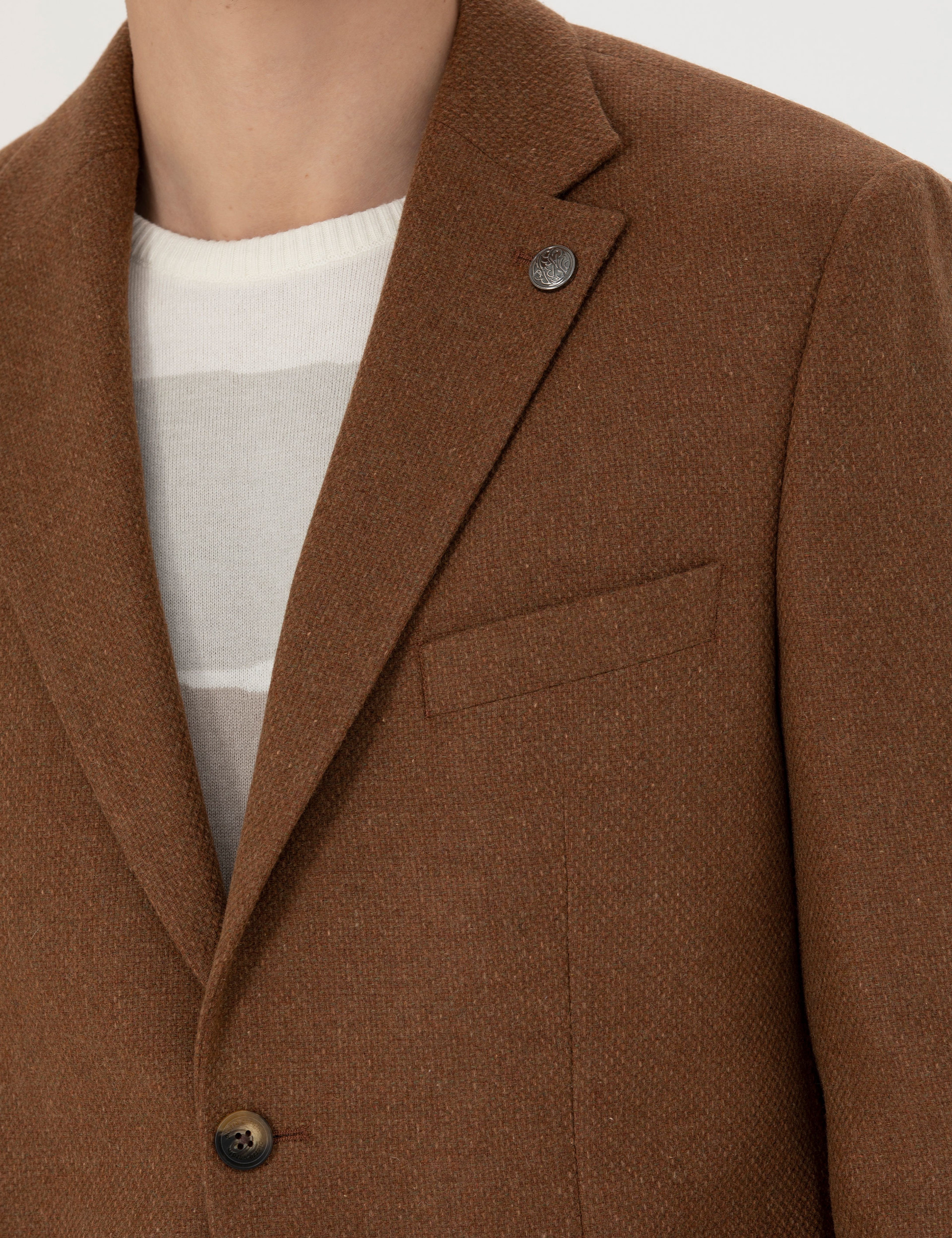 Kiremit Slim Fit Yün Karışımlı Ceket