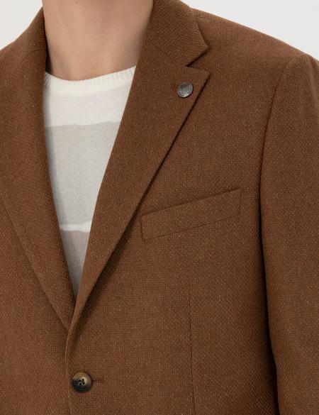 Kiremit Slim Fit Yün Karışımlı Ceket - 50276921173