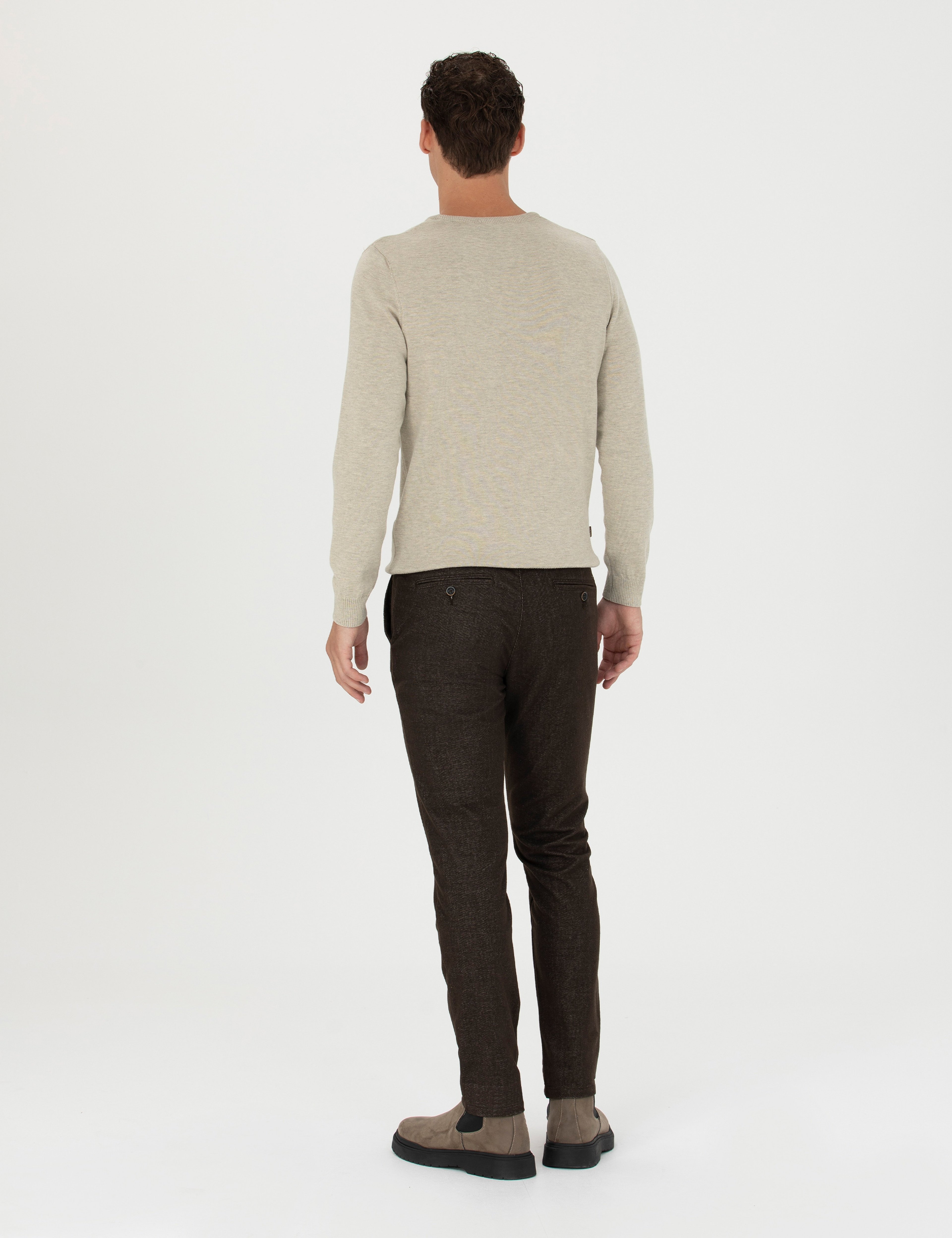 Kahverengi Slim Fit Kanvas Pantolon