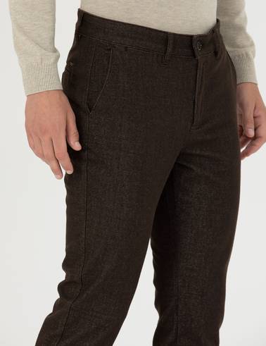 Kahverengi Slim Fit Kanvas Pantolon