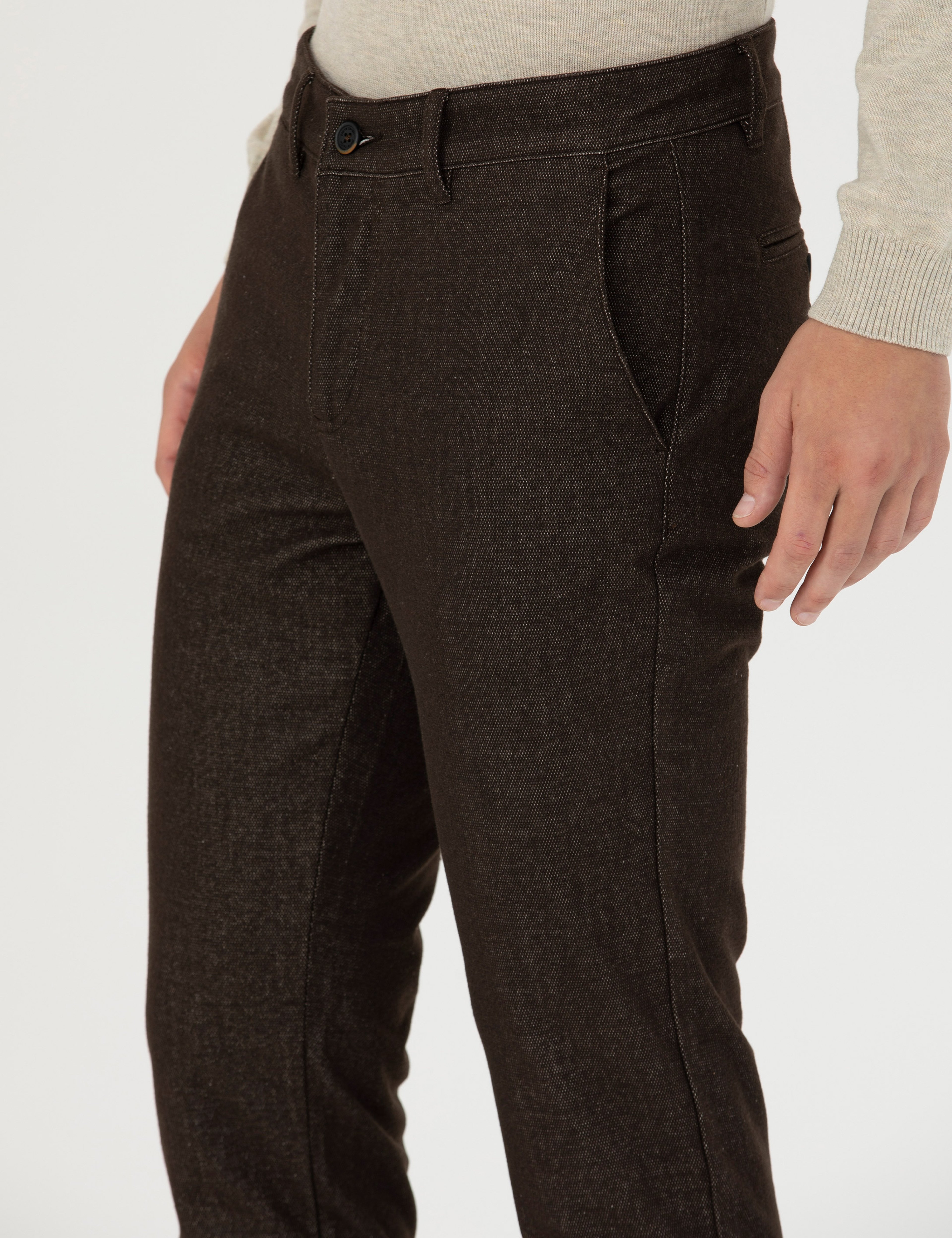 Kahverengi Slim Fit Kanvas Pantolon