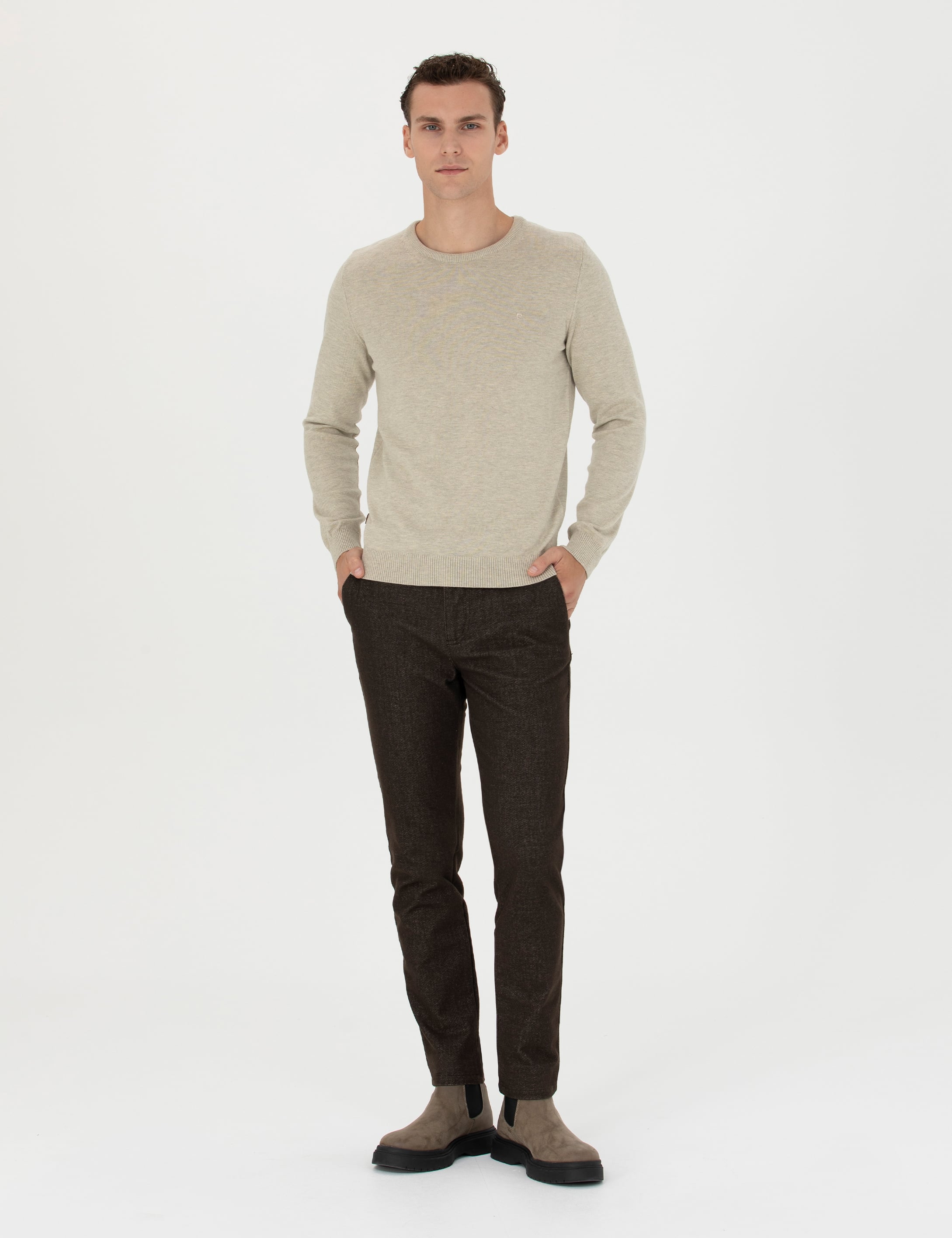 Pierre Cardin Kahverengi Slim Fit Kanvas Pantolon görsel 3