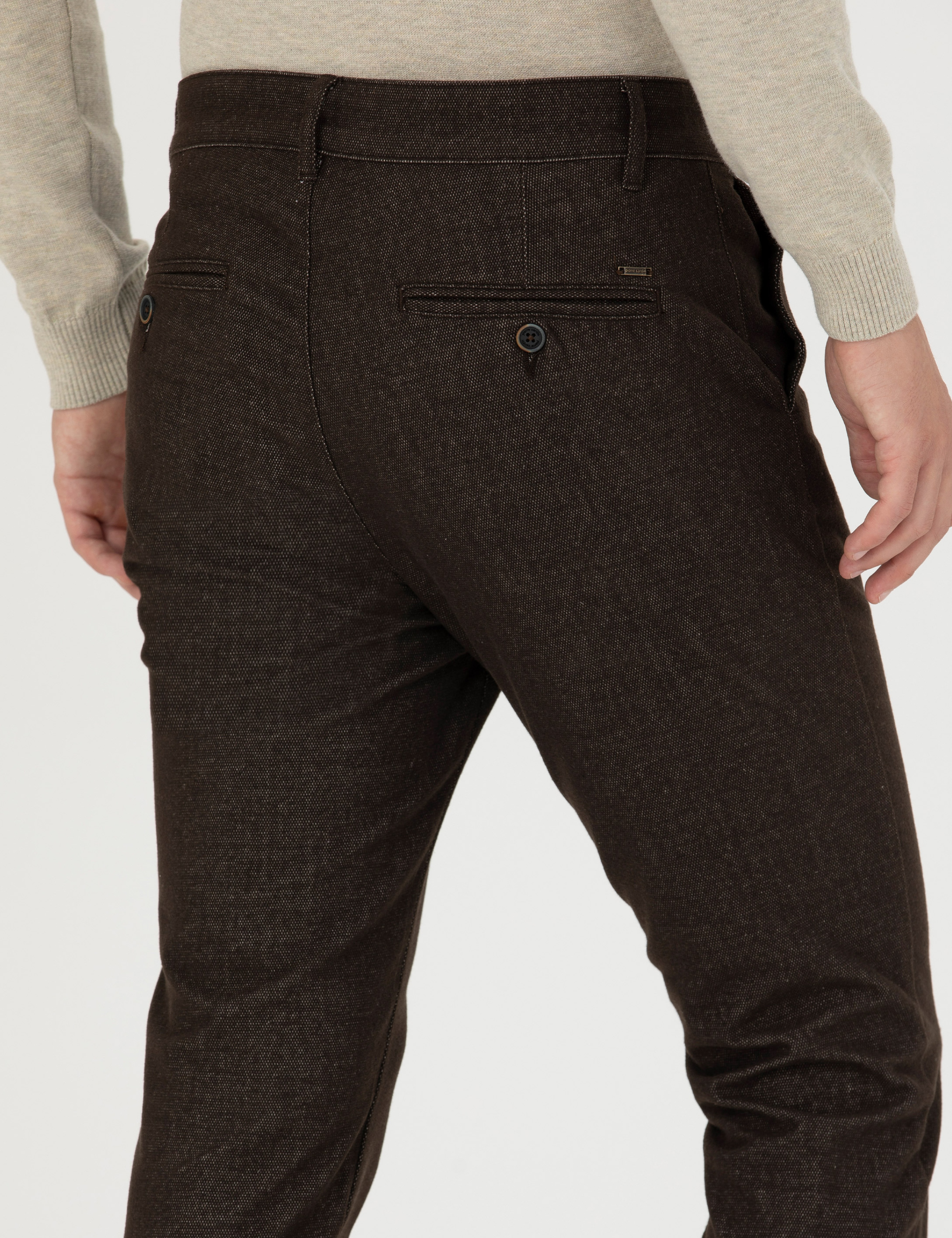 Kahverengi Slim Fit Kanvas Pantolon - Image 7