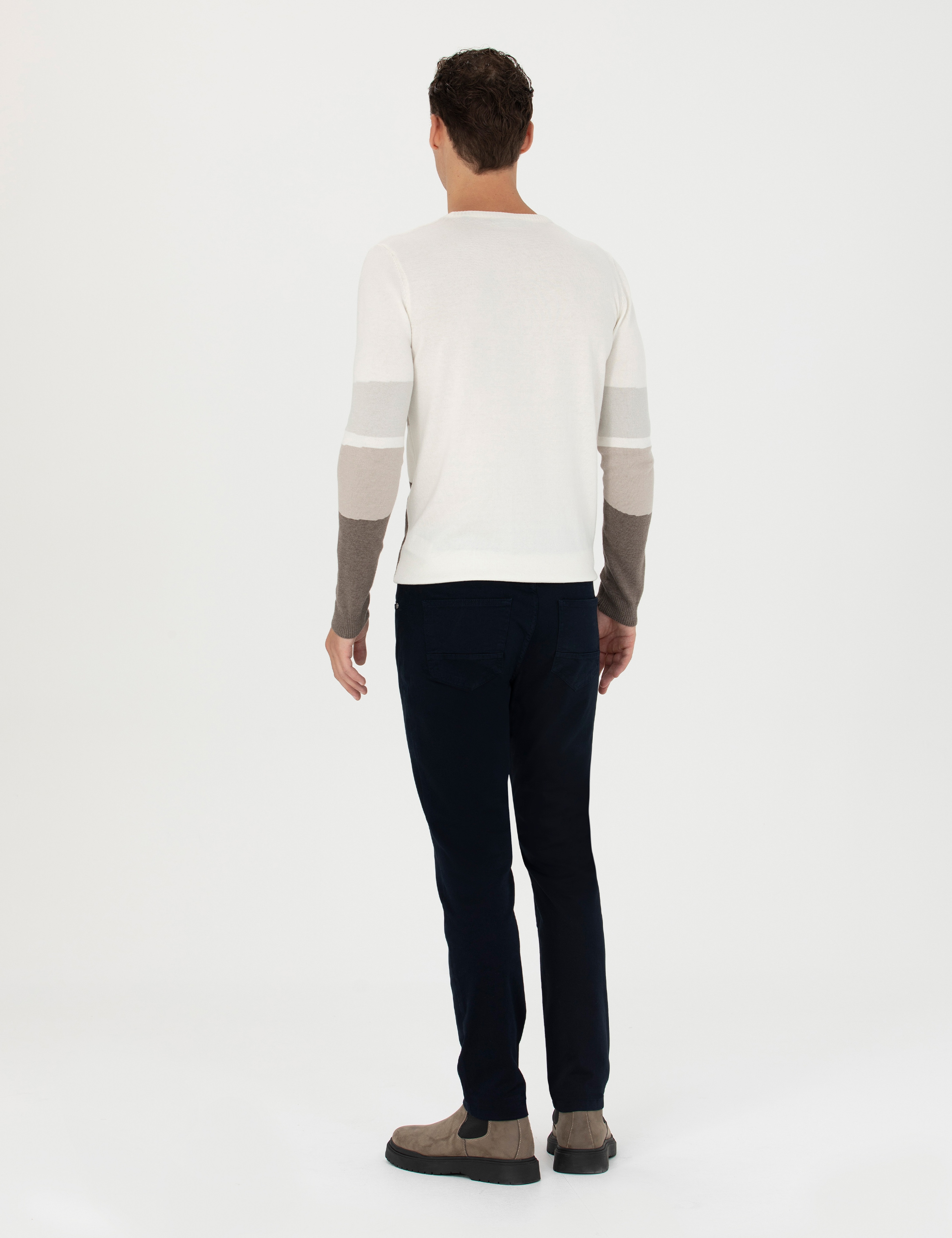 Lacivert Slim Fit Kanvas Pantolon