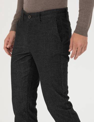 Antrasit Slim Fit Kanvas Pantolon