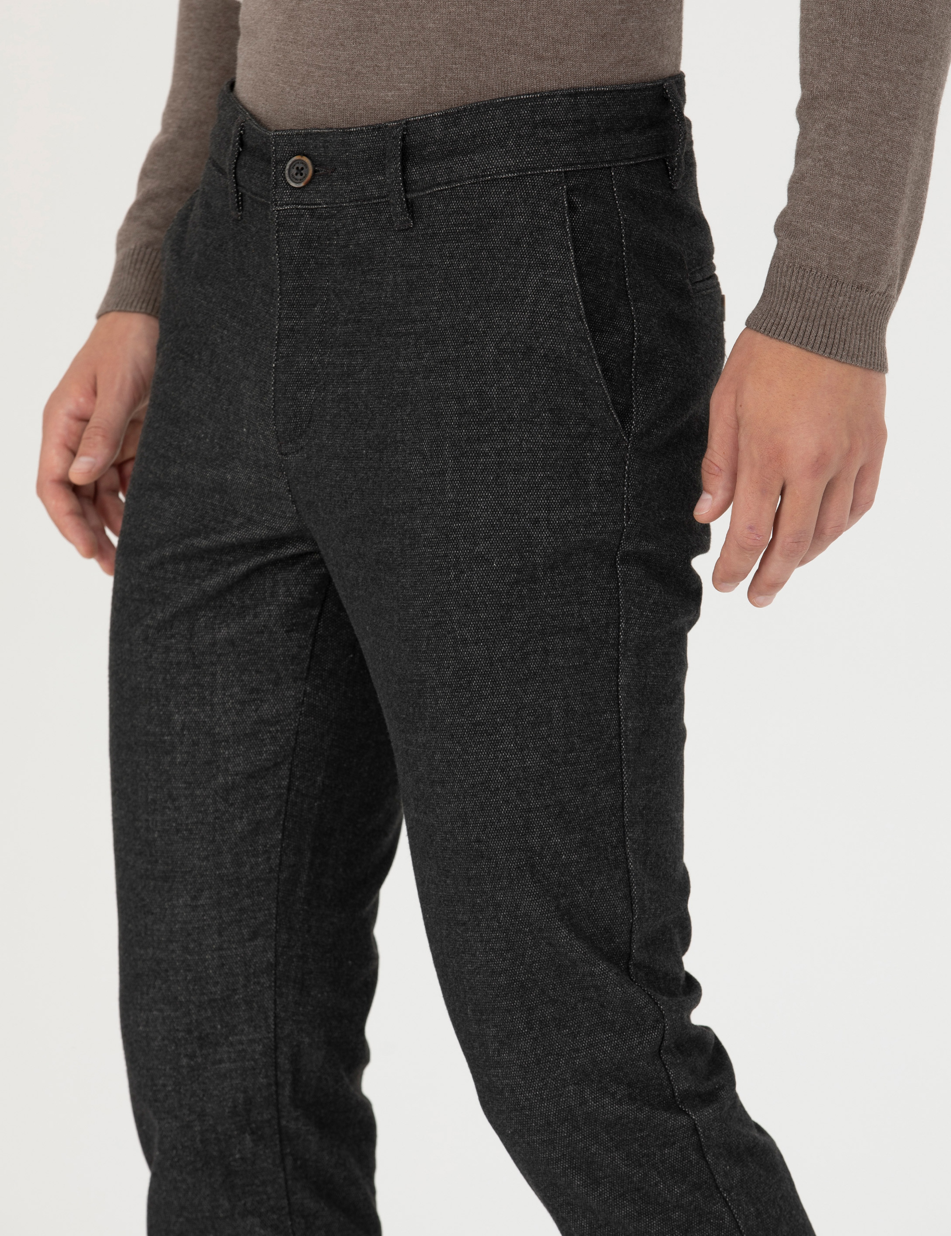 Antrasit Slim Fit Kanvas Pantolon - Image 6