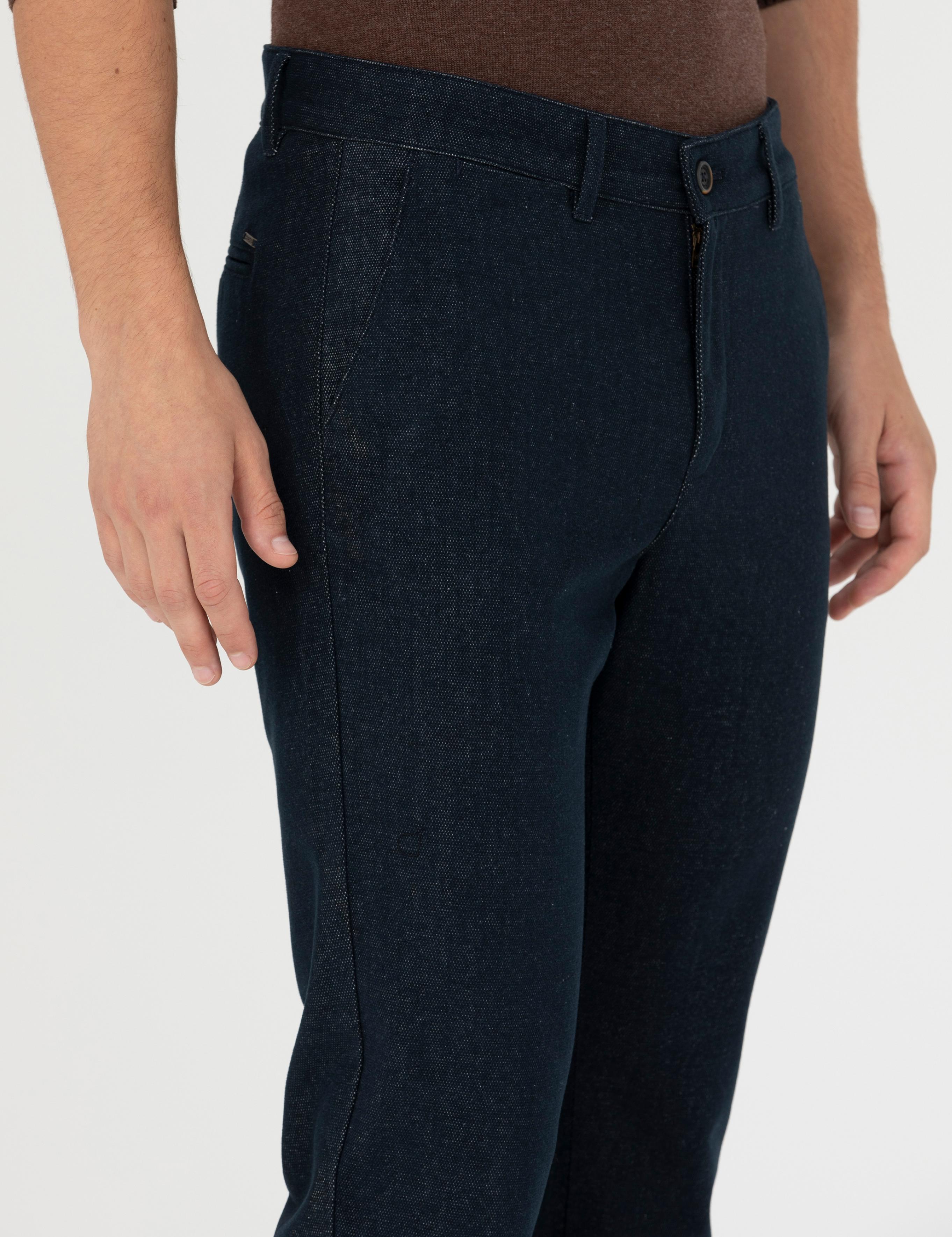 Lacivert Slim Fit Kanvas Pantolon