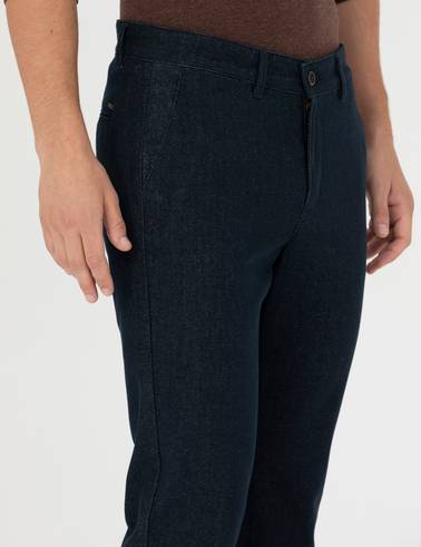 Lacivert Slim Fit Kanvas Pantolon