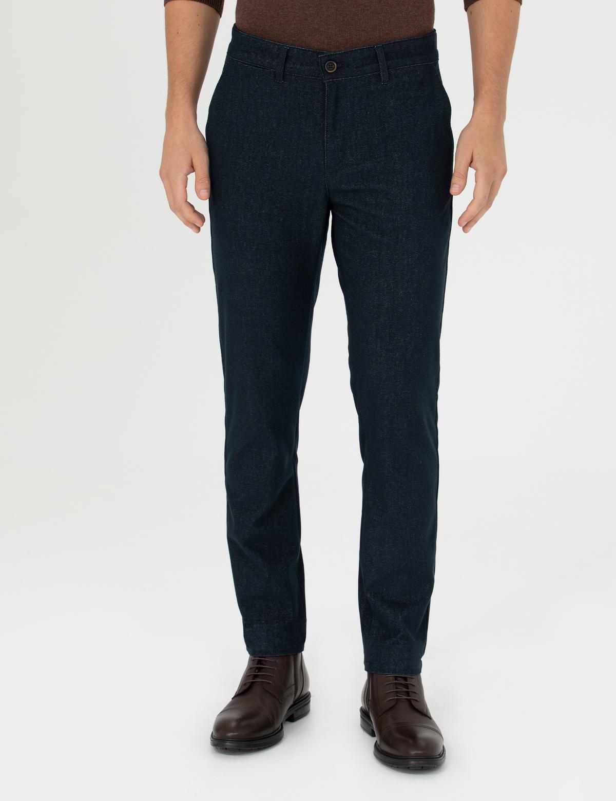 Lacivert Slim Fit Kanvas Pantolon - 50278130195