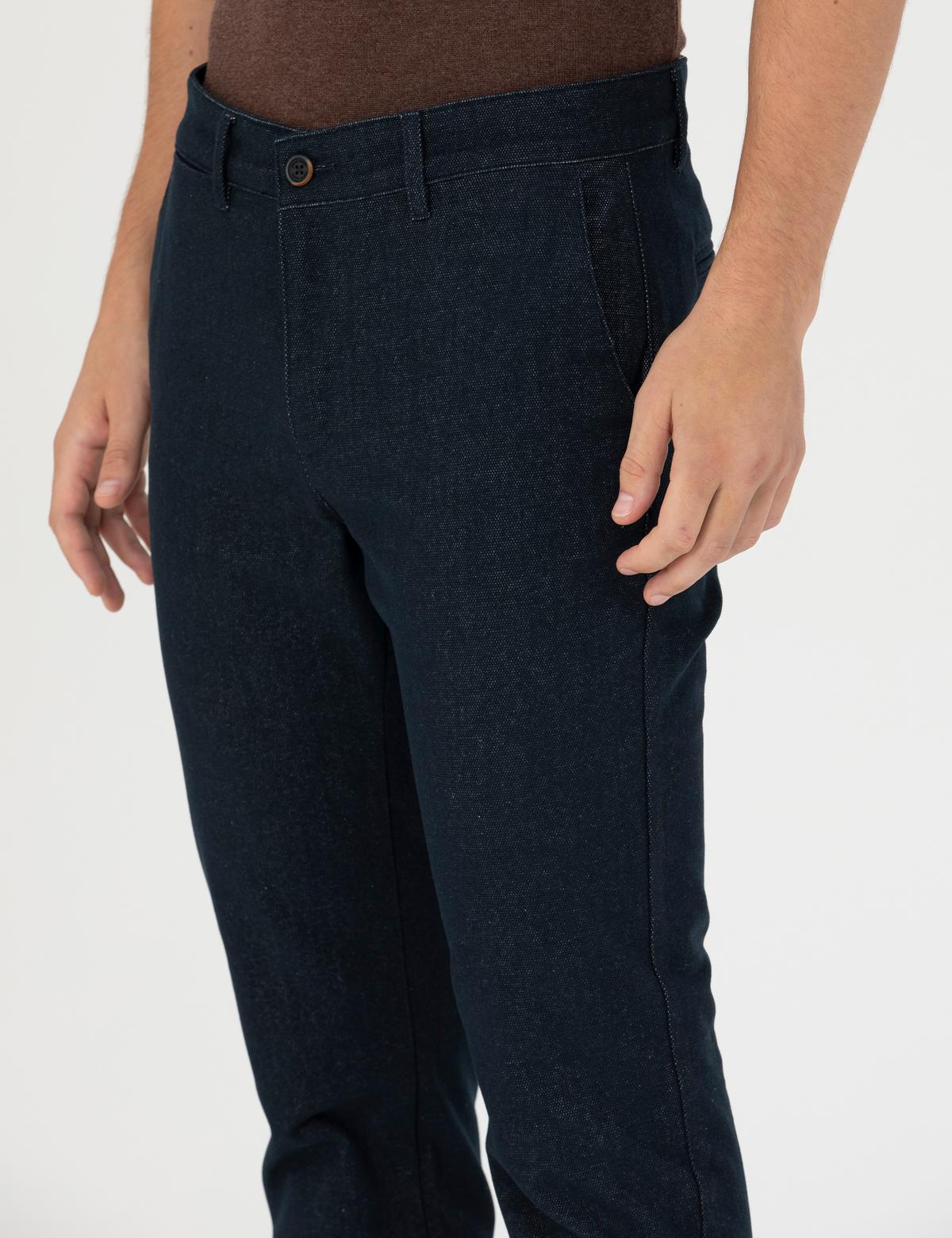 Lacivert Slim Fit Kanvas Pantolon - 50278130195