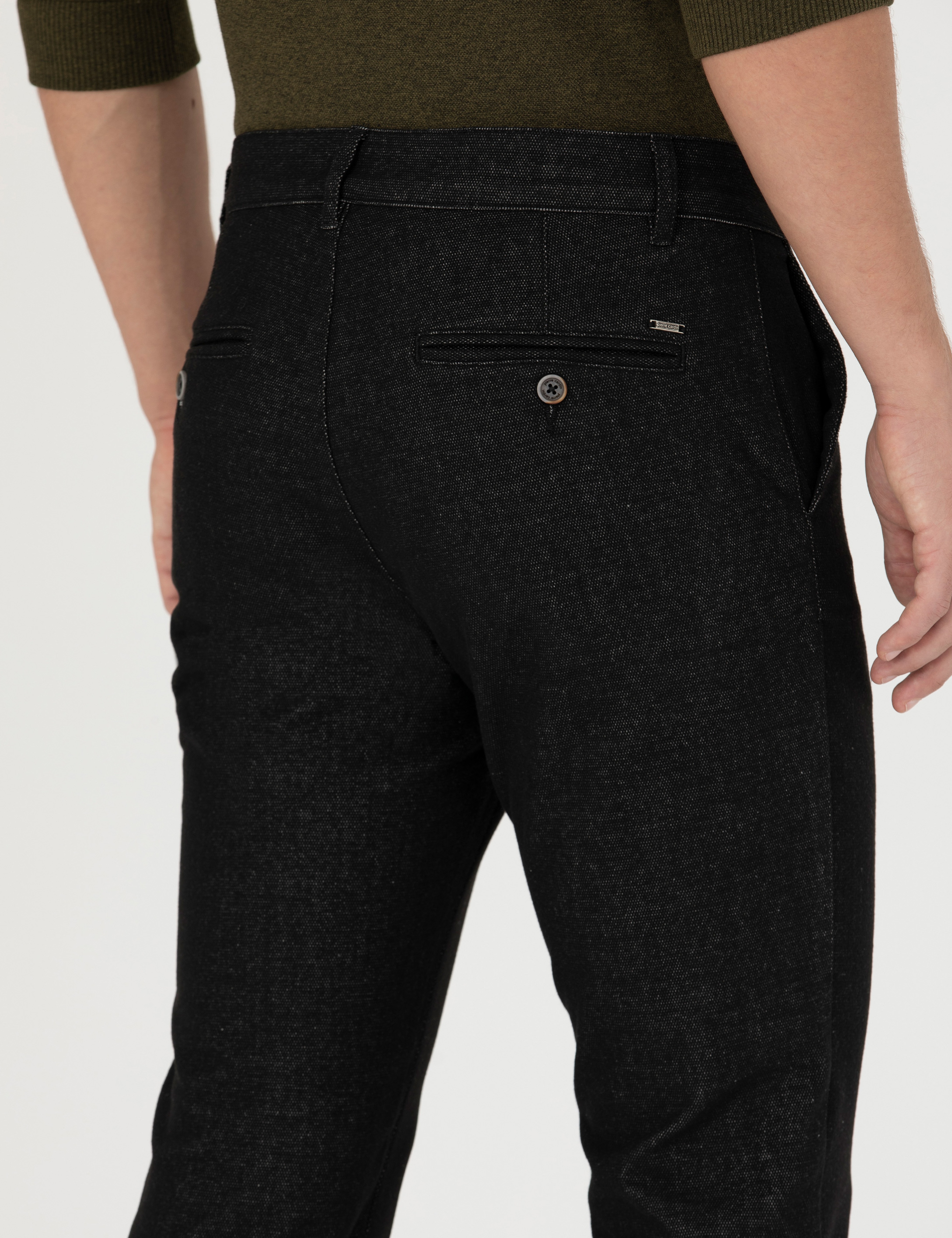 Siyah Slim Fit Kanvas Pantolon